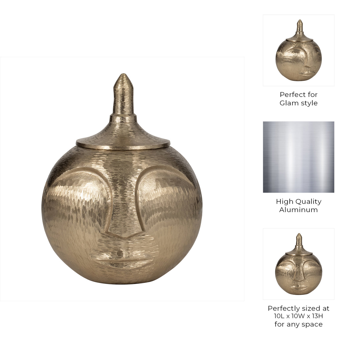 Sunland Champagne Metal Face Jar