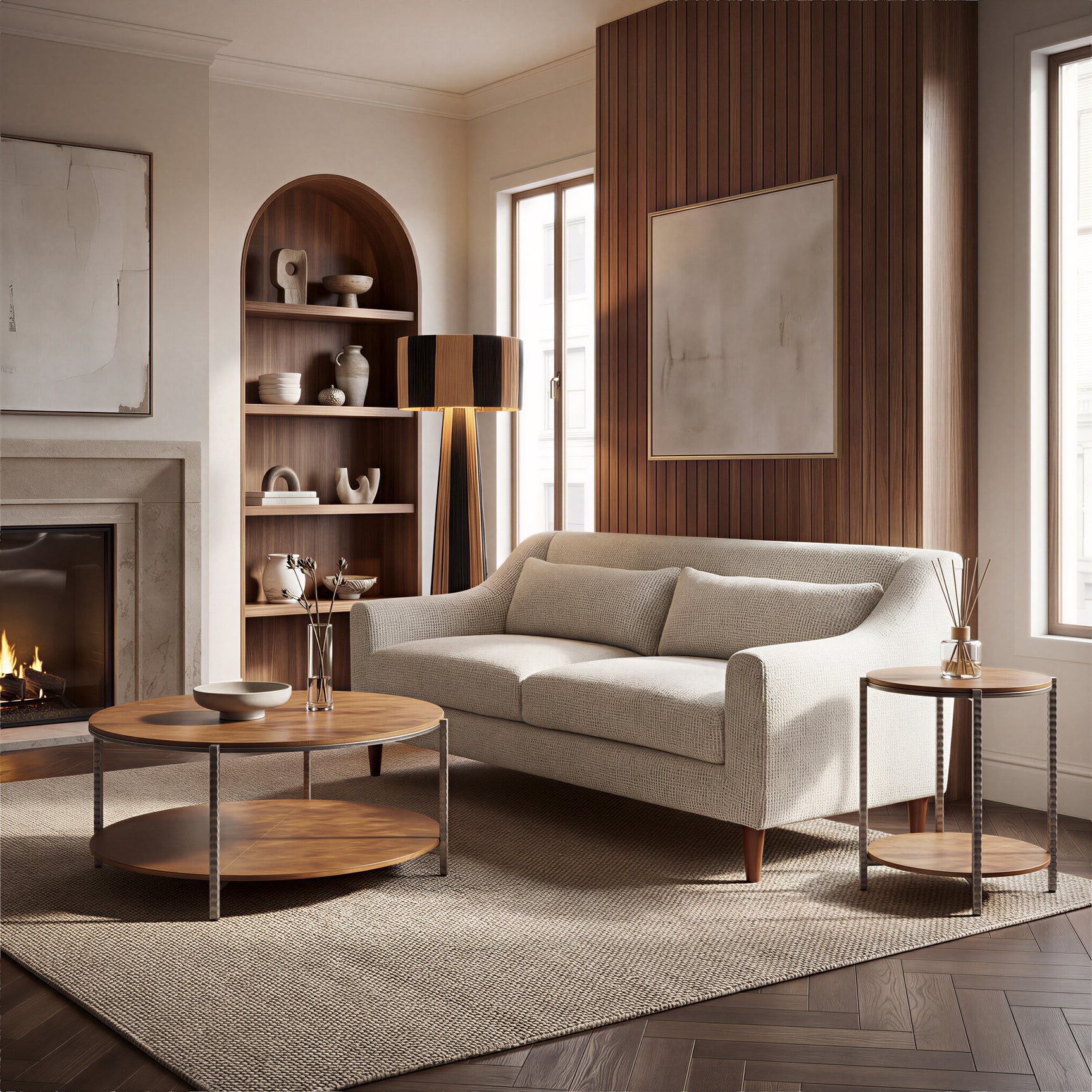 Gala Black & Natural Floor Lamp