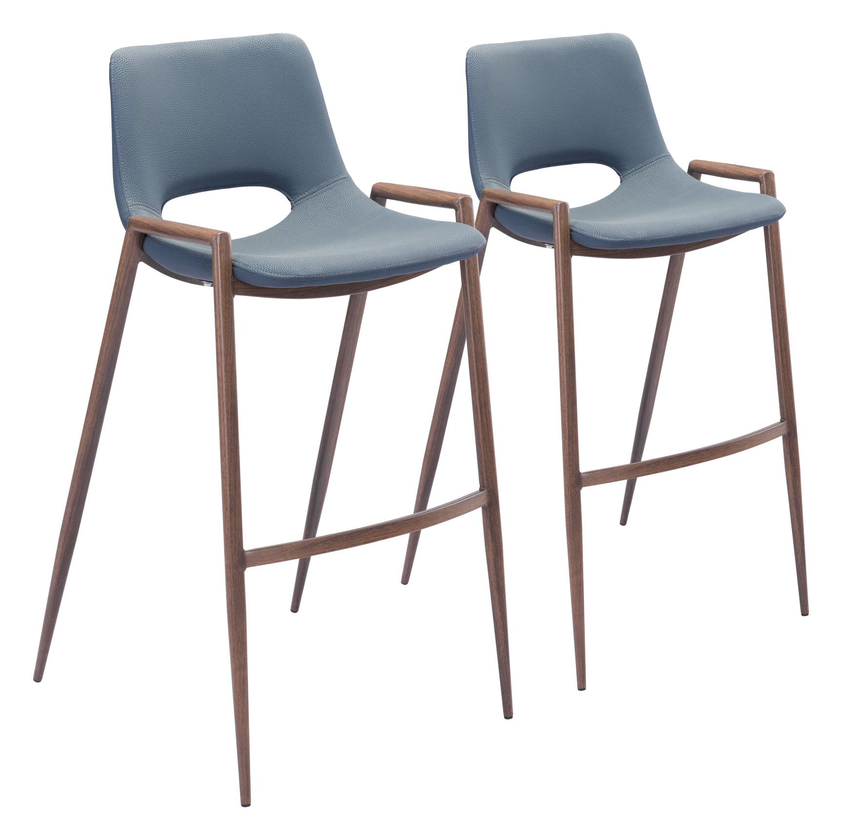 Desi Azure Gray & Walnut Barstool (Set of 2)