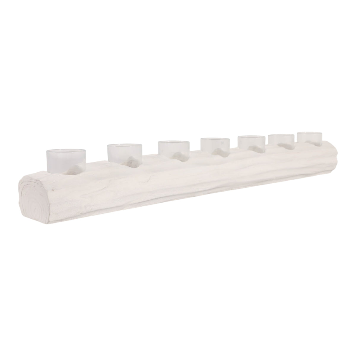 Strawberry White/Tan Wood Log 7-Cup Tealight Holder