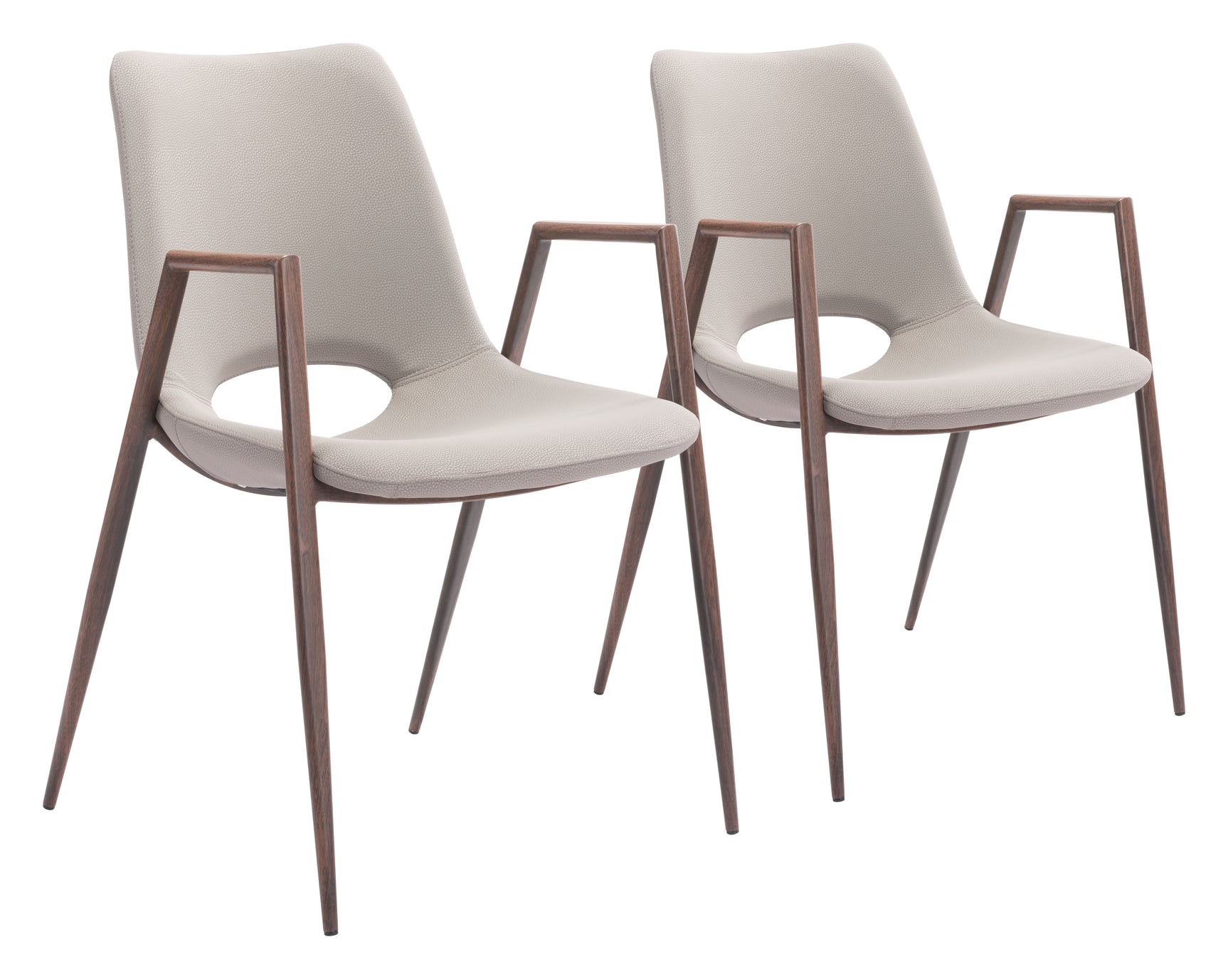 Desi Beige & Walnut Dining Chair (Set of 2)