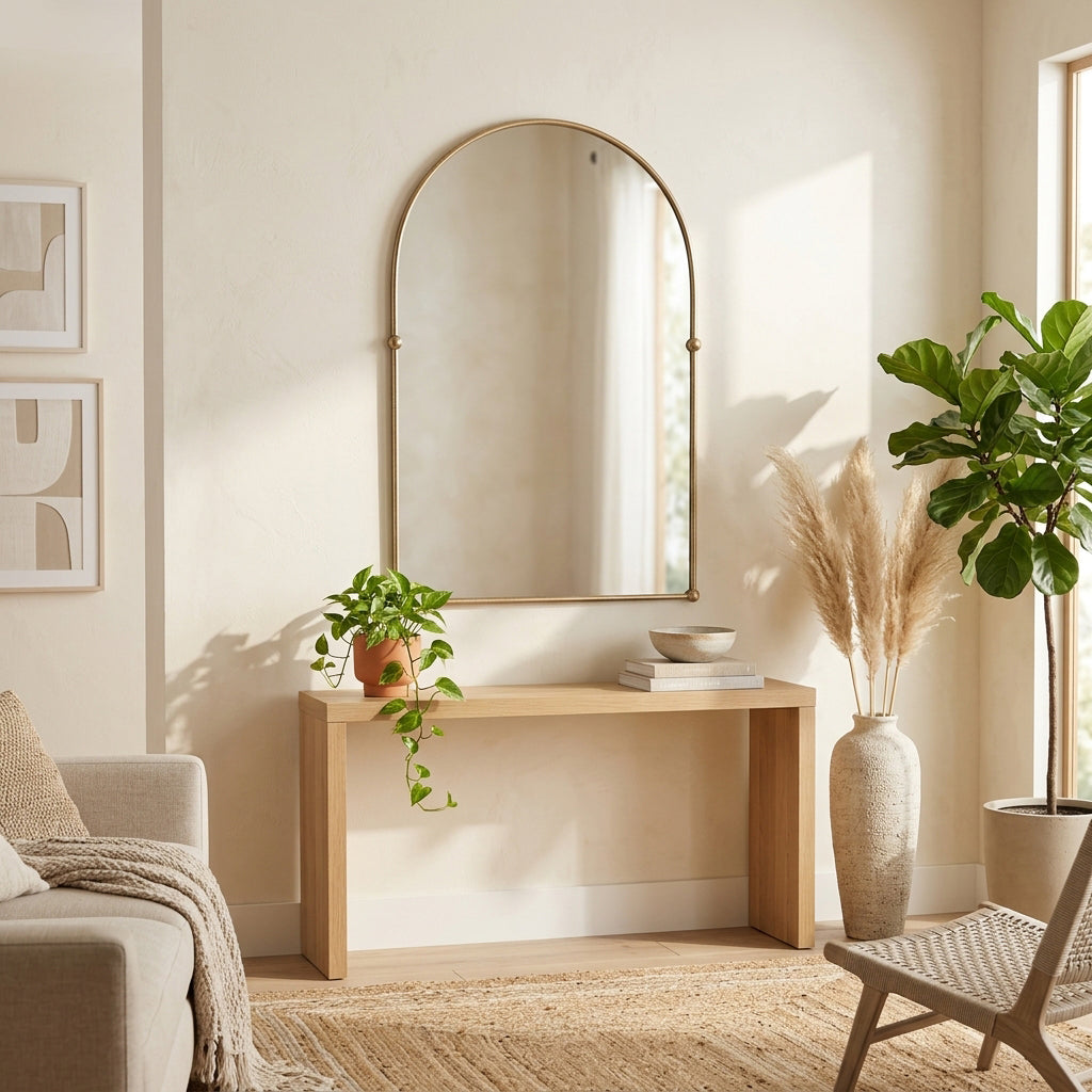 Elmco Gold Arch Mirror with 4 Knobs