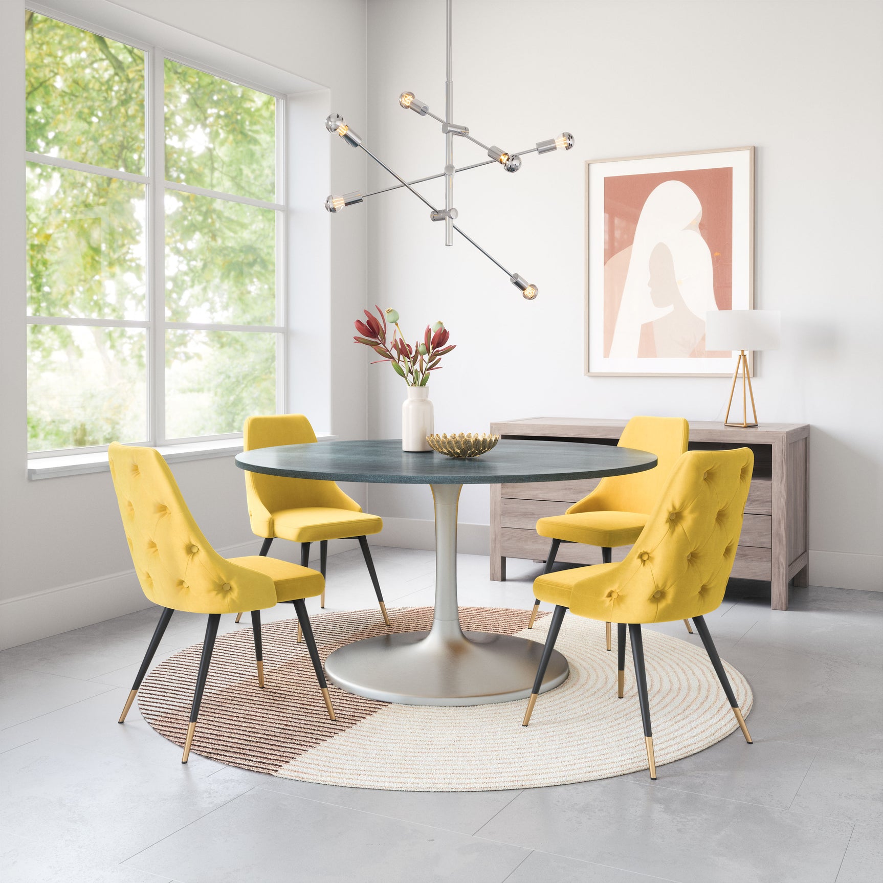Metropolis Gray & Silver Dining Table (60")
