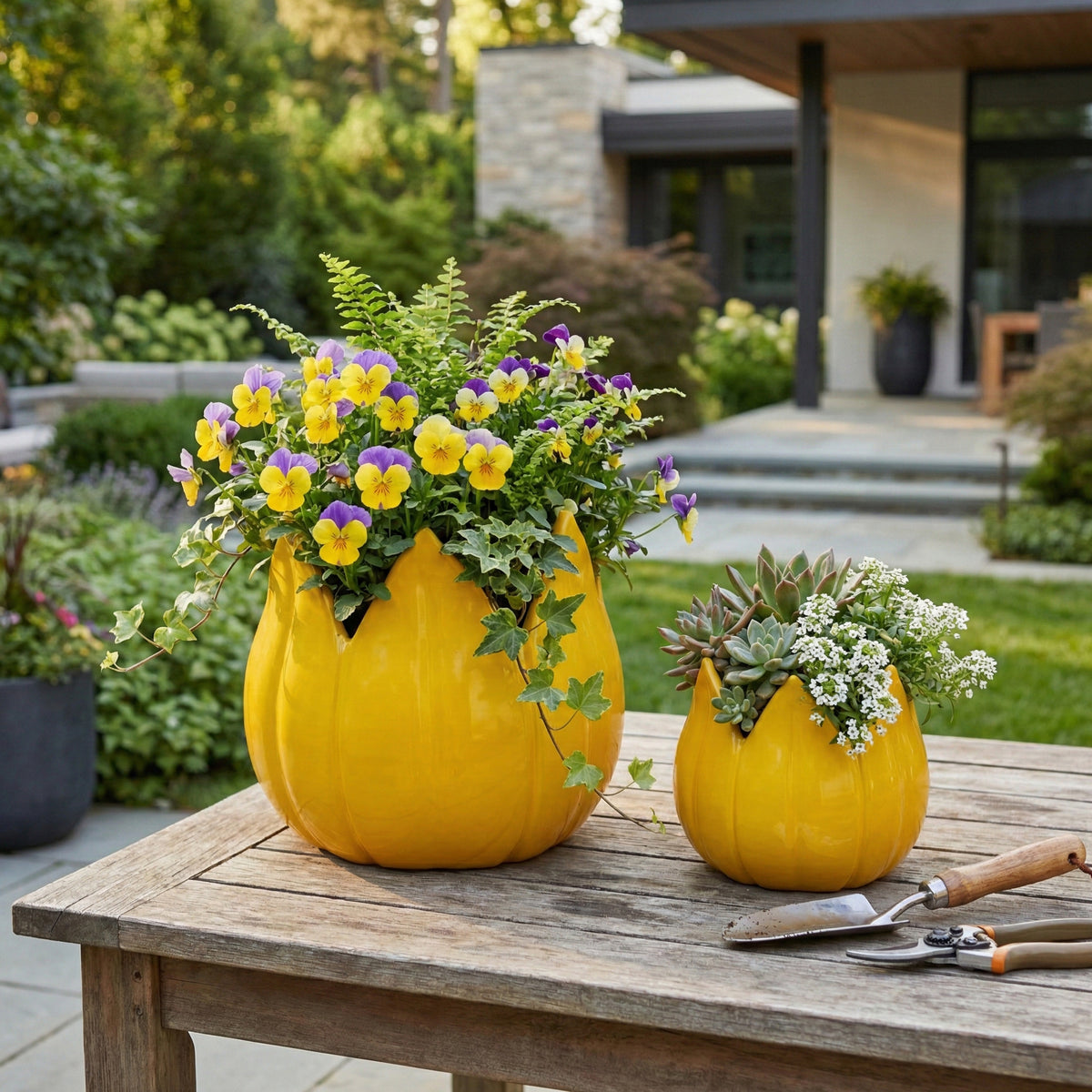 Gentrywind Yellow Petal Planters (Set of 2)