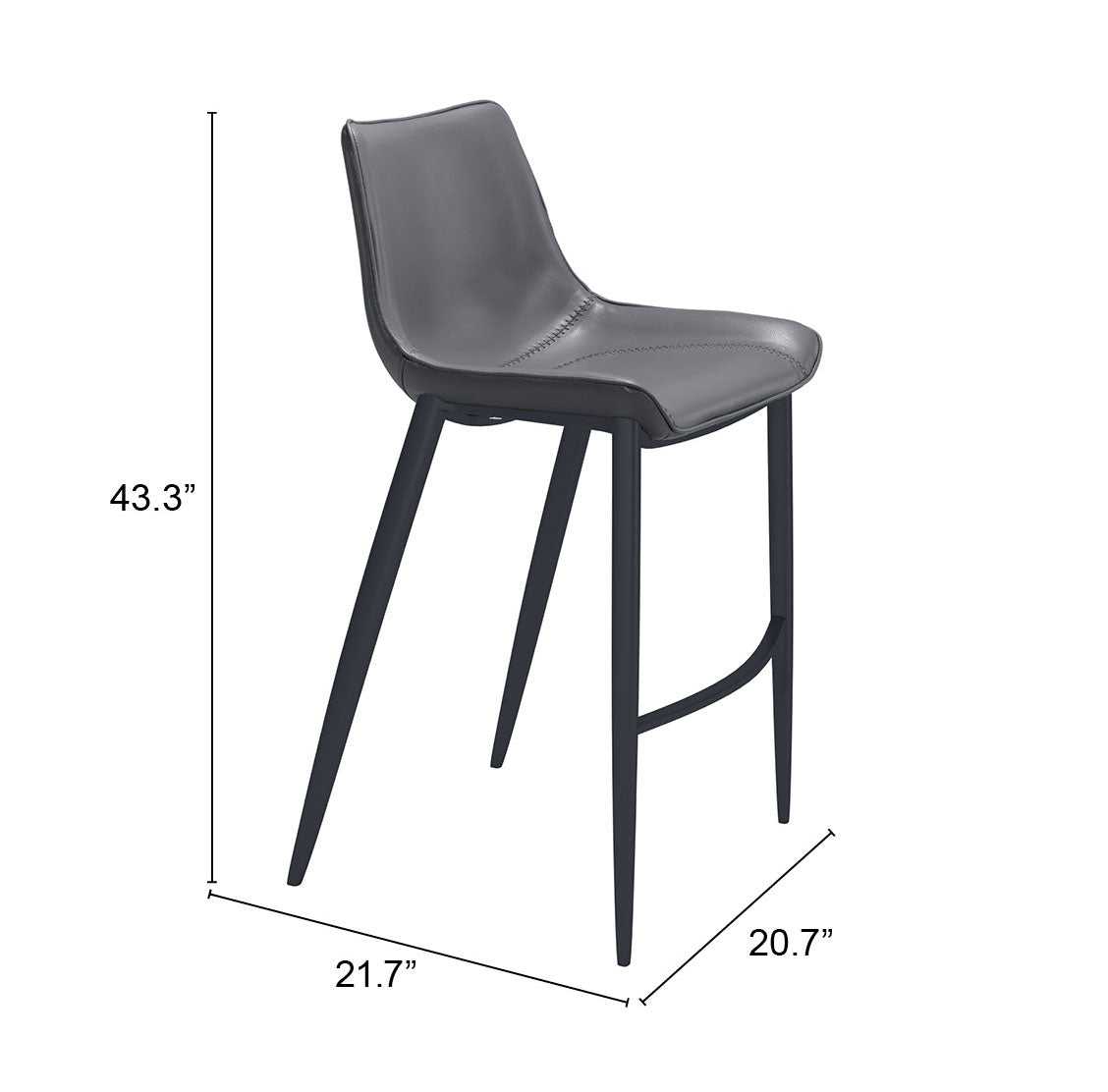 Magnus Dark Gray & Black Barstool (Set of 2)