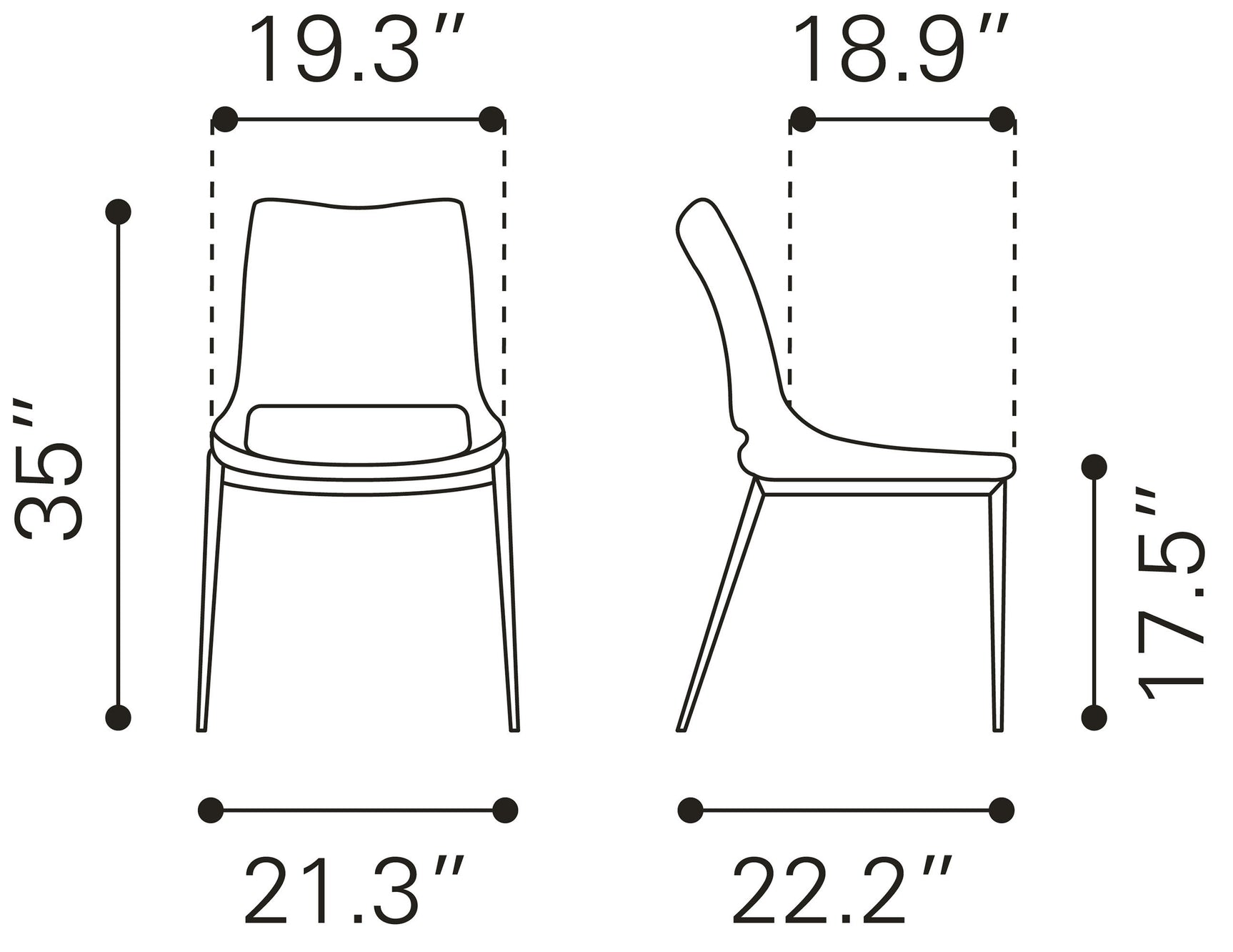 Ace White & Silver Dining Chair (Set of 2)