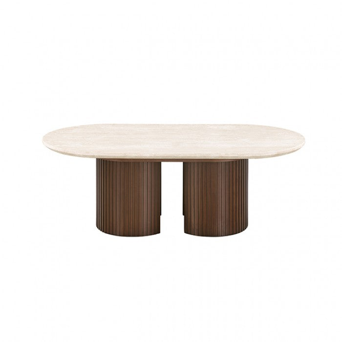 Alvik Dark Walnut/Light Beige Oval Coffee Table