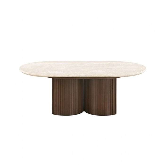 Alvik Dark Walnut/Light Beige Oval Coffee Table