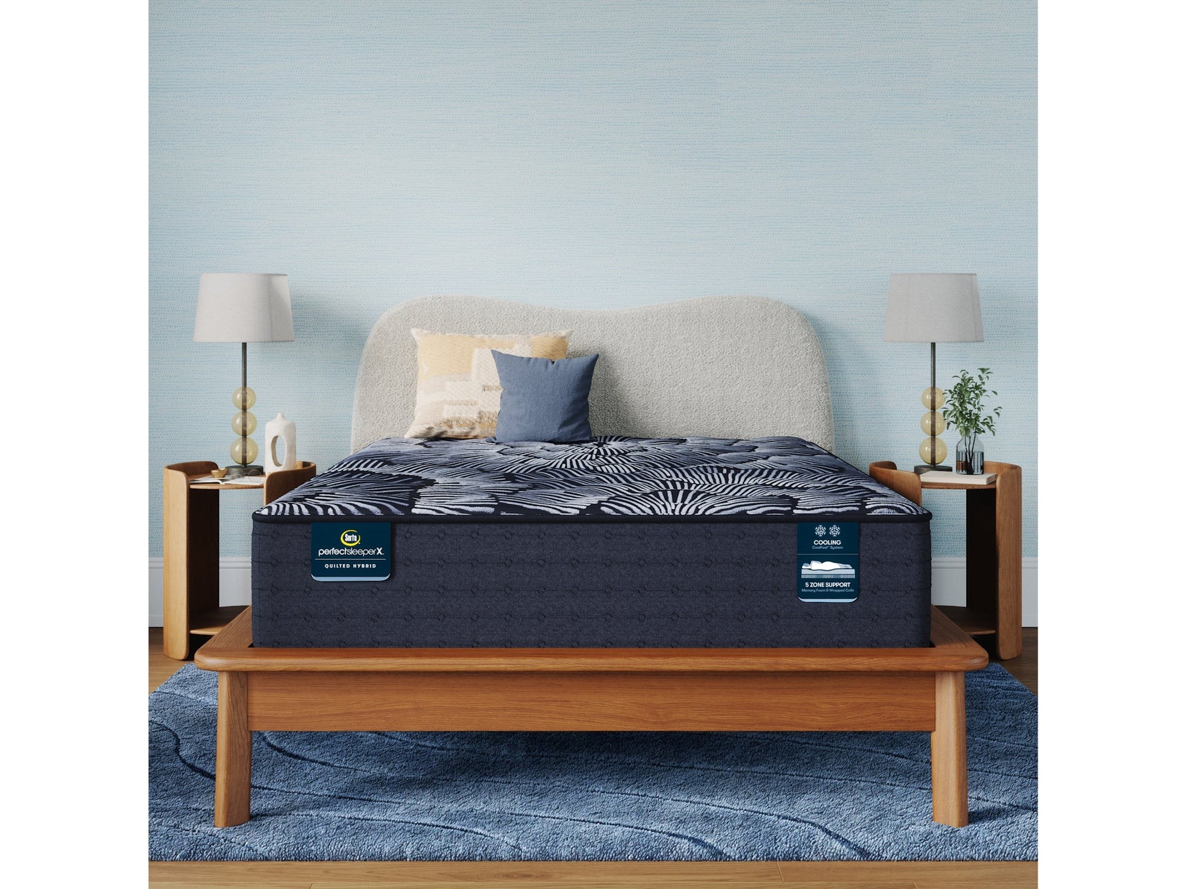 Perfect Sleeper X Knox 13.75" Dark Blue/Black Hybrid Cal King Plush Mattress