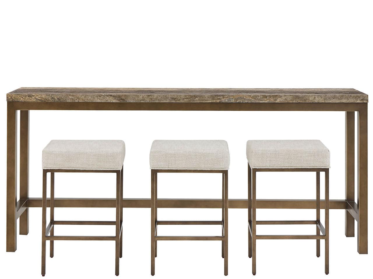 Birchaven Dark Gray/Smoked Gold/Yukon Sand Console w/ Stools