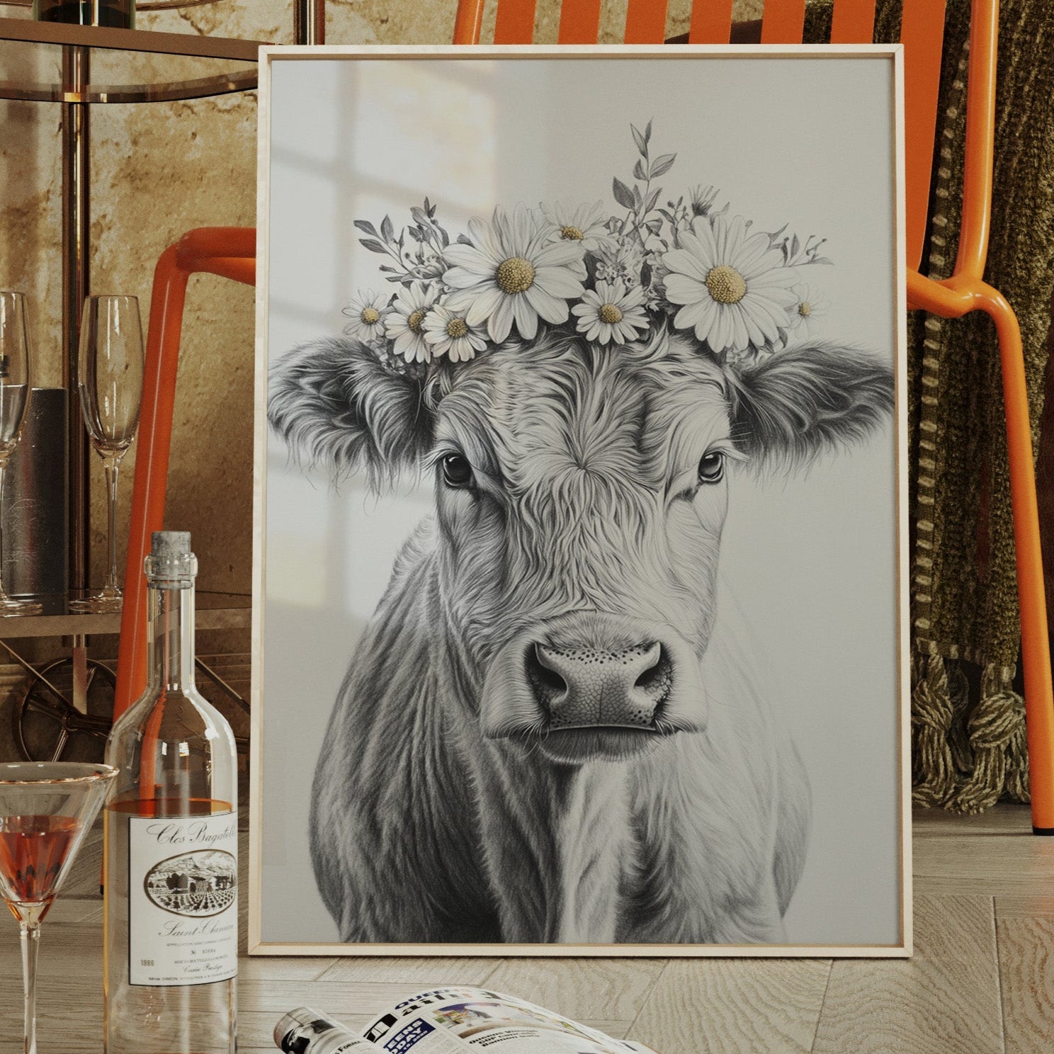 Rustic Daisy Cow