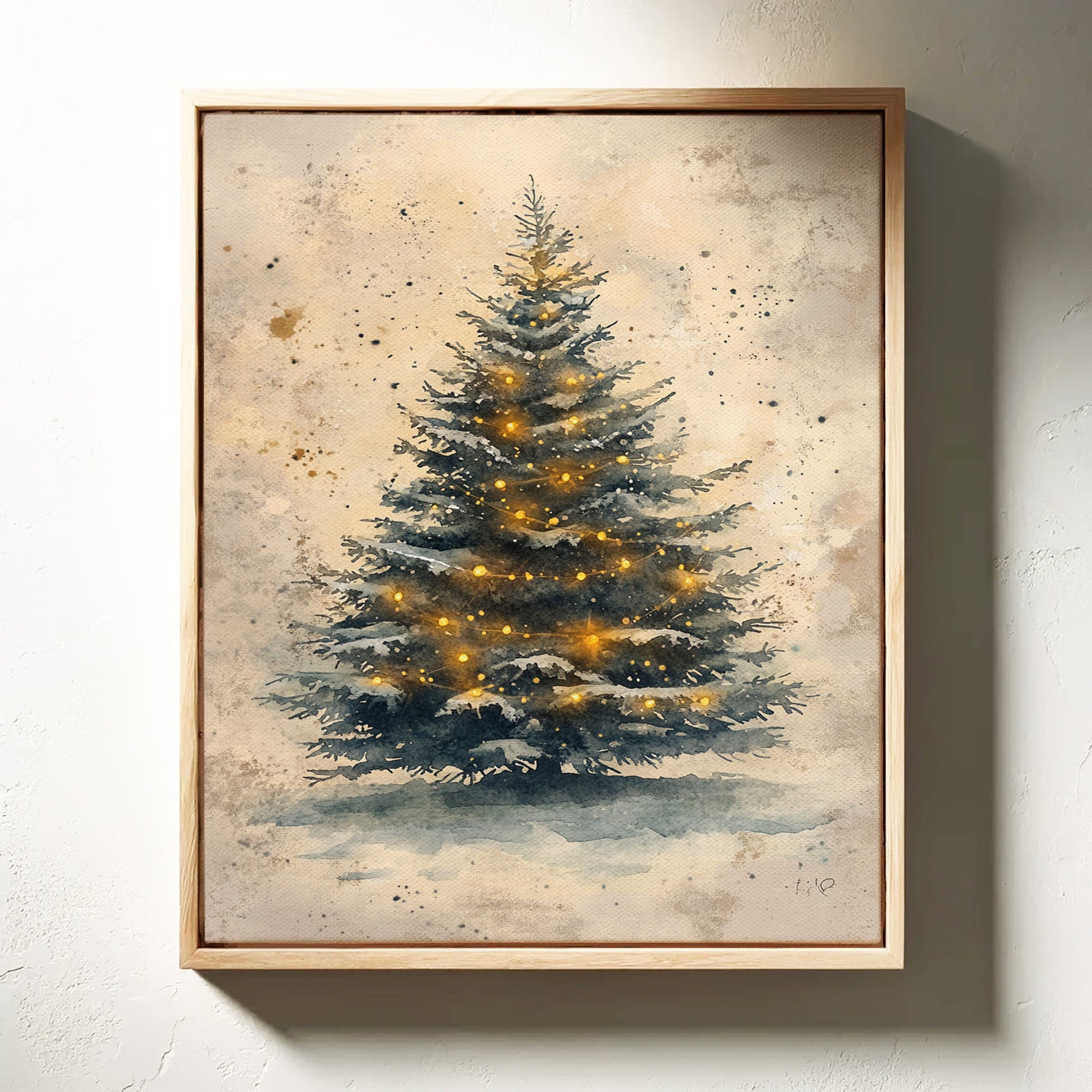 Illuminated Pines in Winter's Embrace