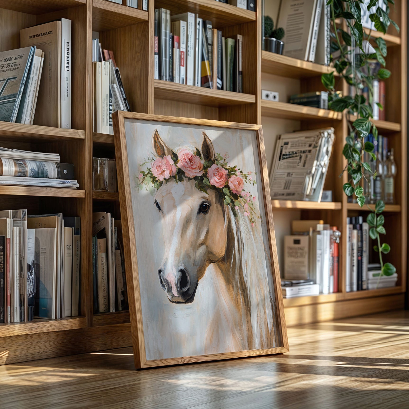 Petal-Crowned Horse Elegance