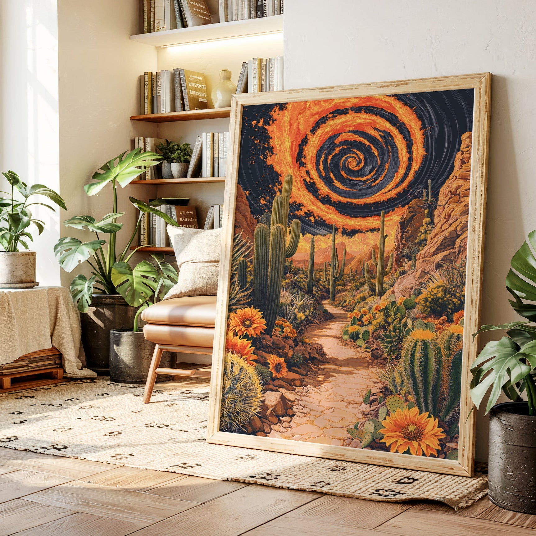 Pathway Through Fiery Blooms