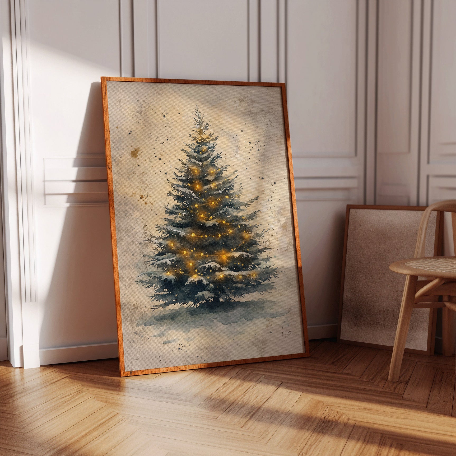 Illuminated Pines in Winter's Embrace