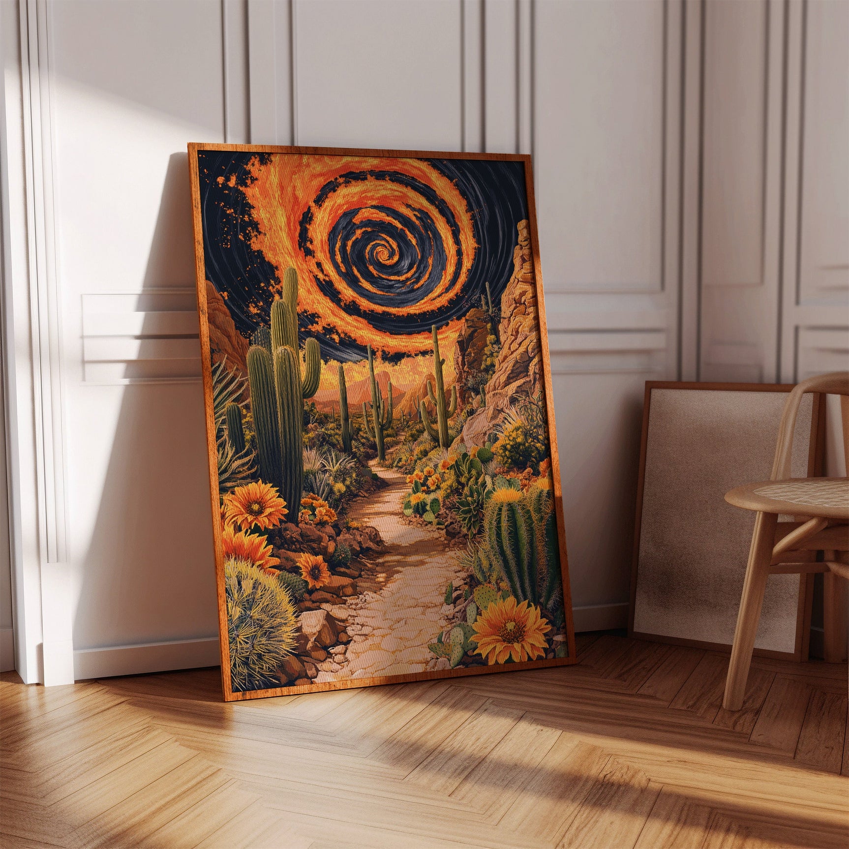 Pathway Through Fiery Blooms
