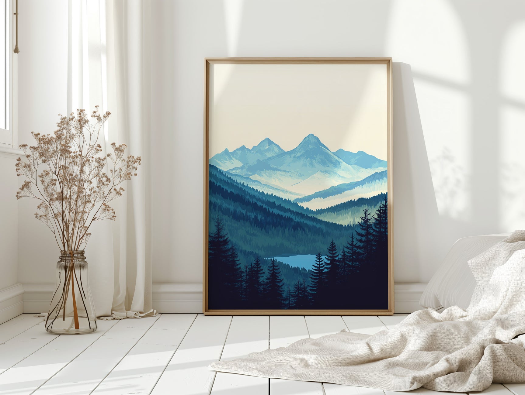Serene Peaks - Tranquil Mountain Landscape Art