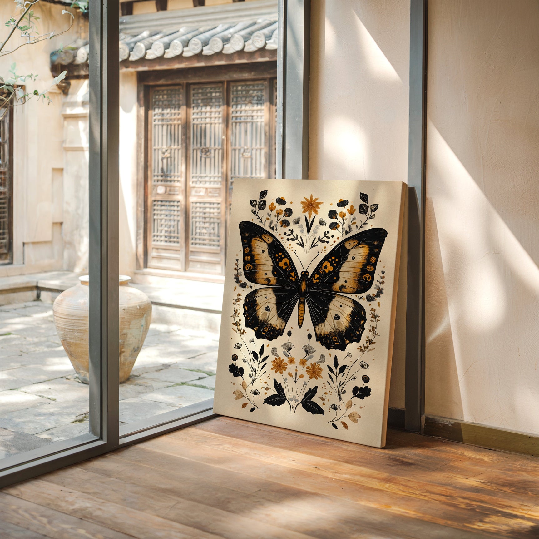 Gilded Monarch - Vintage Butterfly & Floral Art