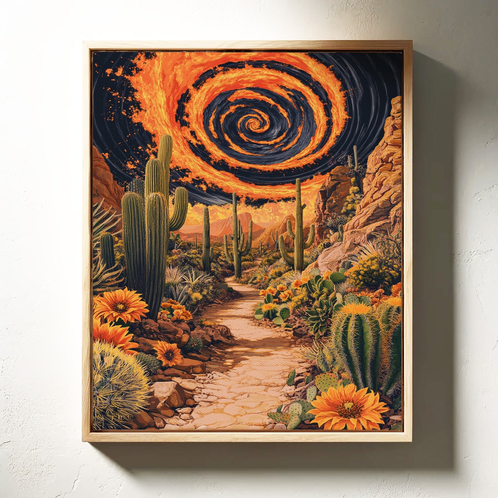 Pathway Through Fiery Blooms