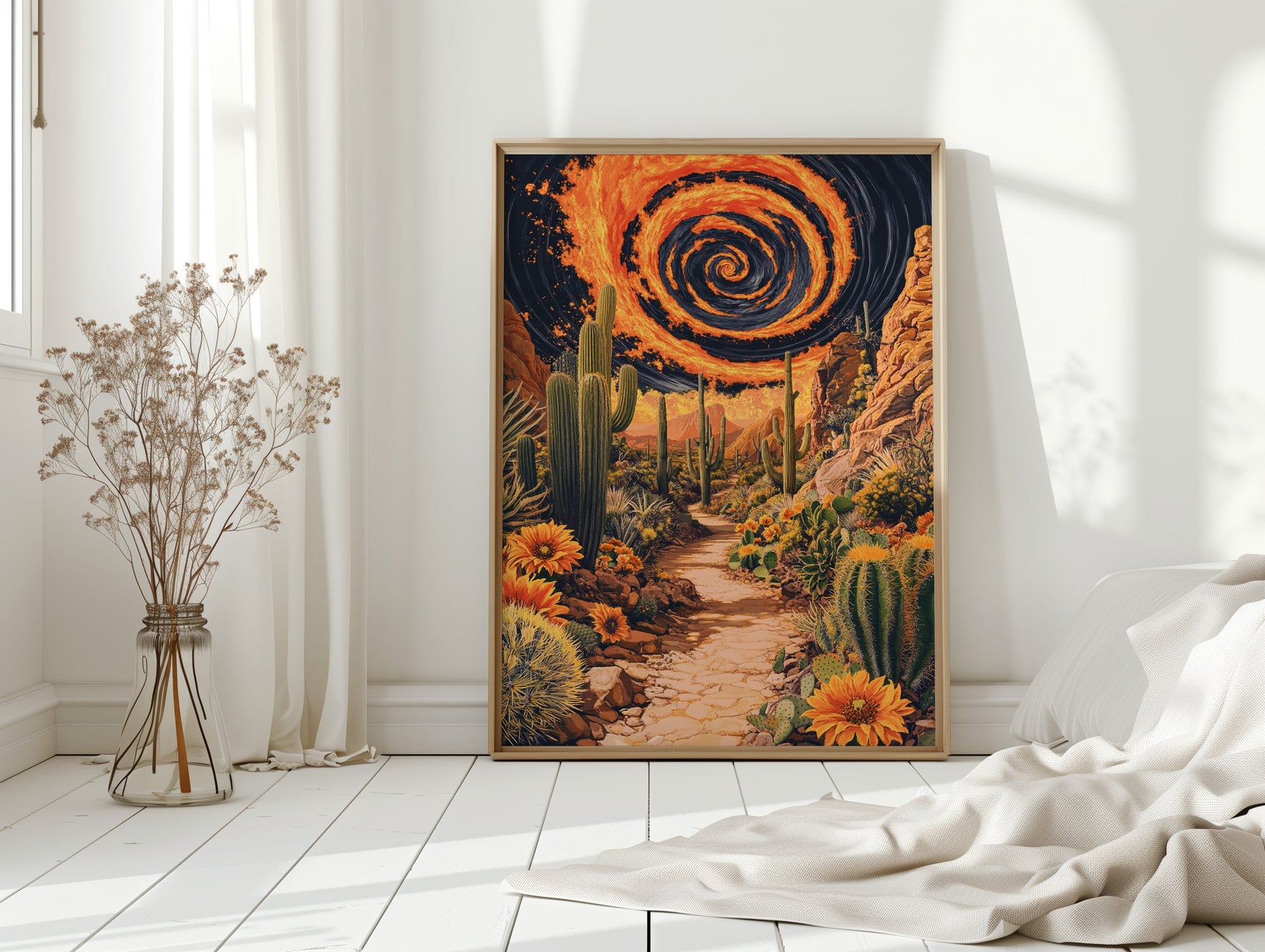 Pathway Through Fiery Blooms
