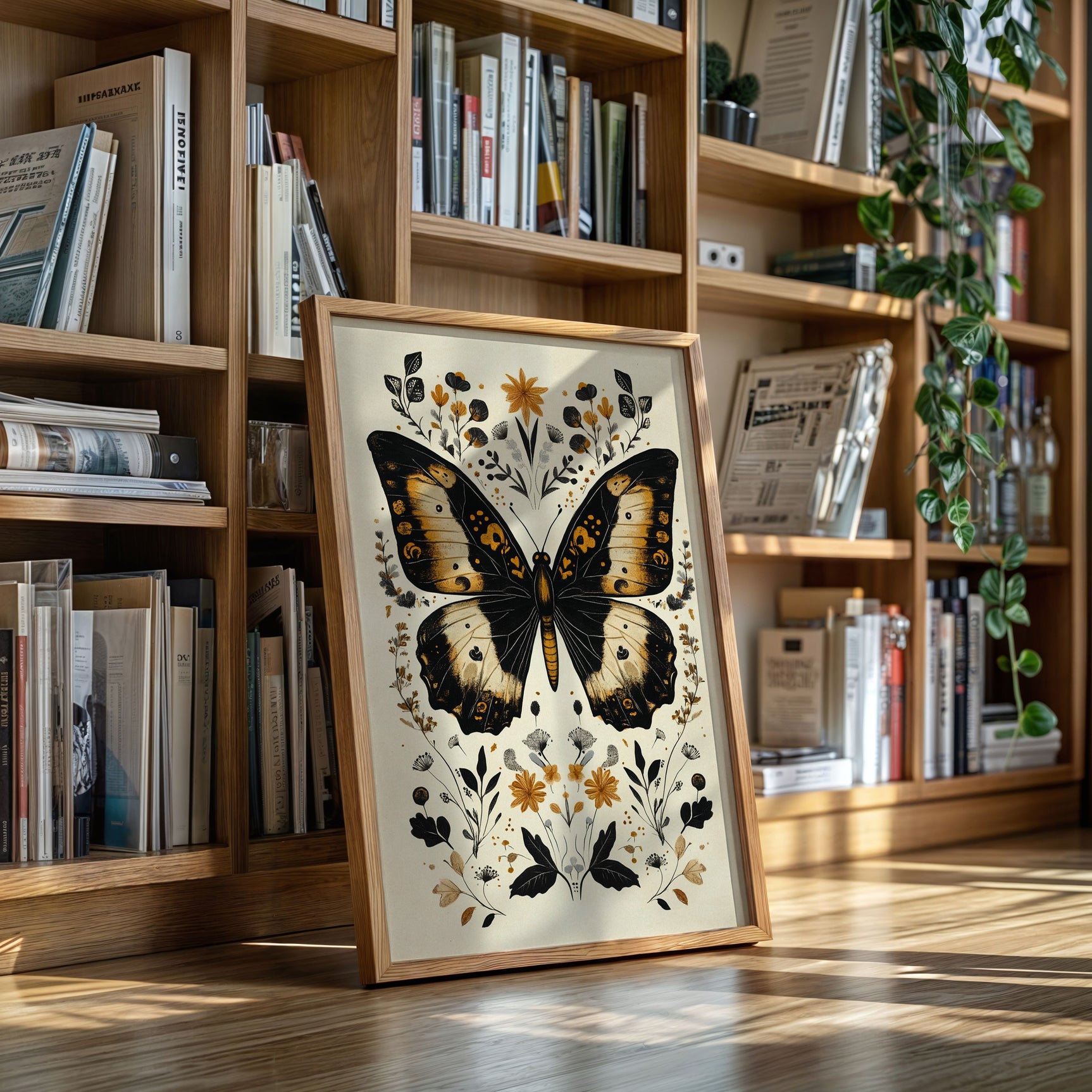 Gilded Monarch - Vintage Butterfly & Floral Art