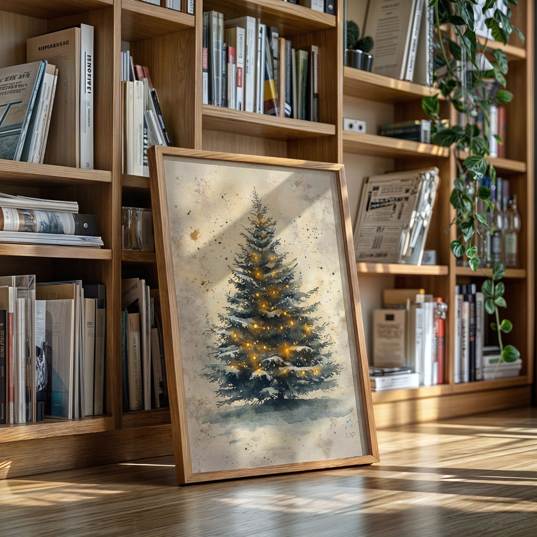 Illuminated Pines in Winter's Embrace