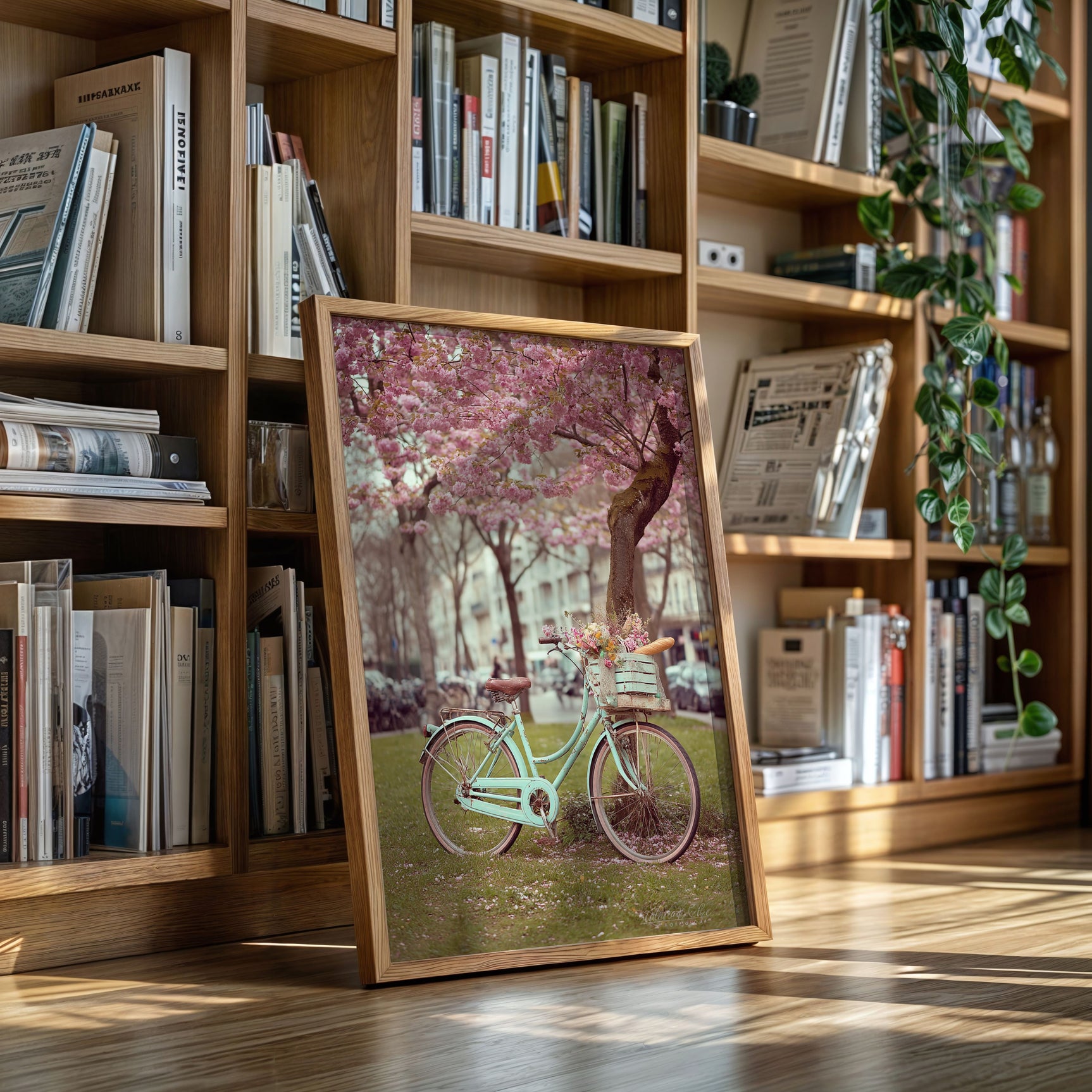 Bicycle Beneath Blossoming Canopy