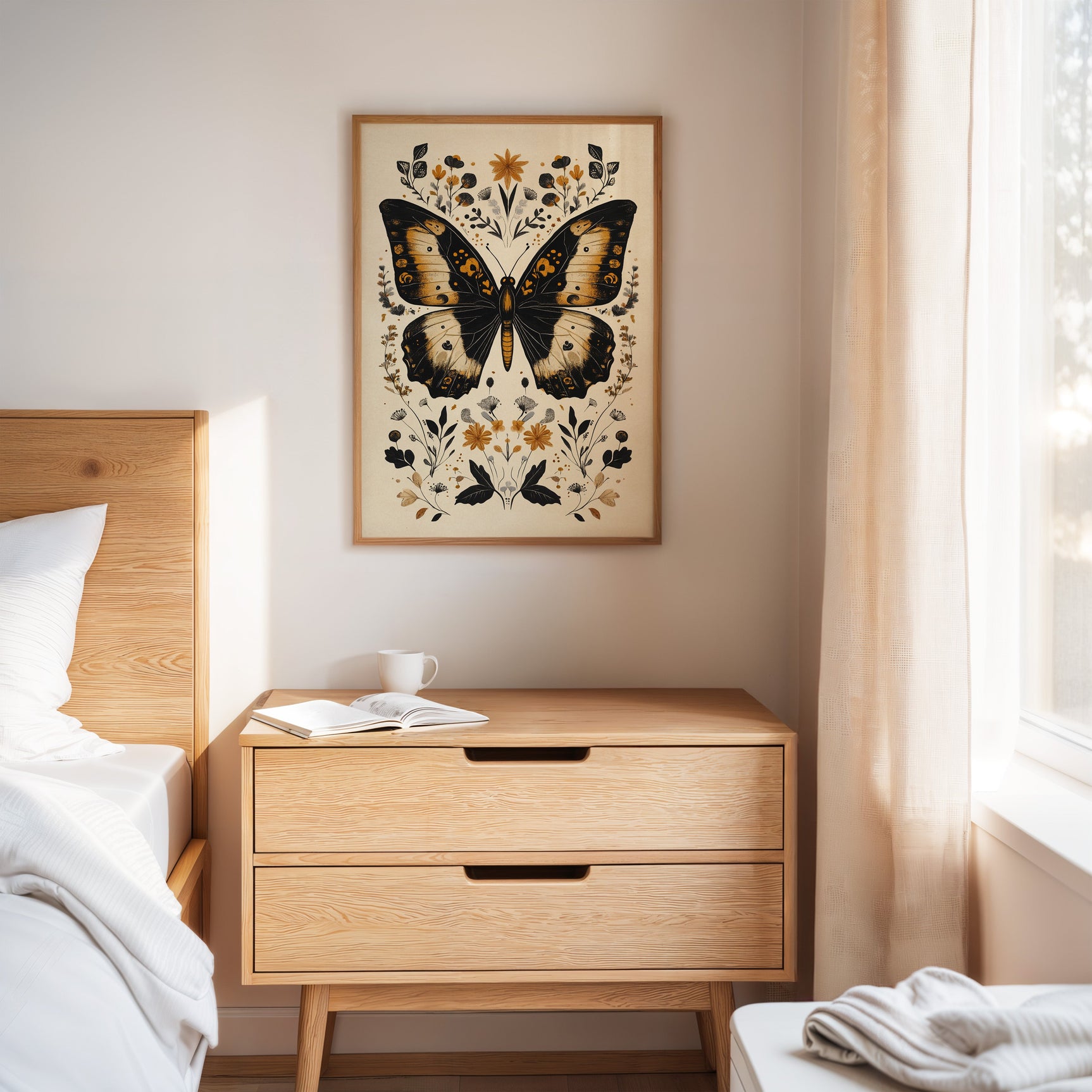 Gilded Monarch - Vintage Butterfly & Floral Art
