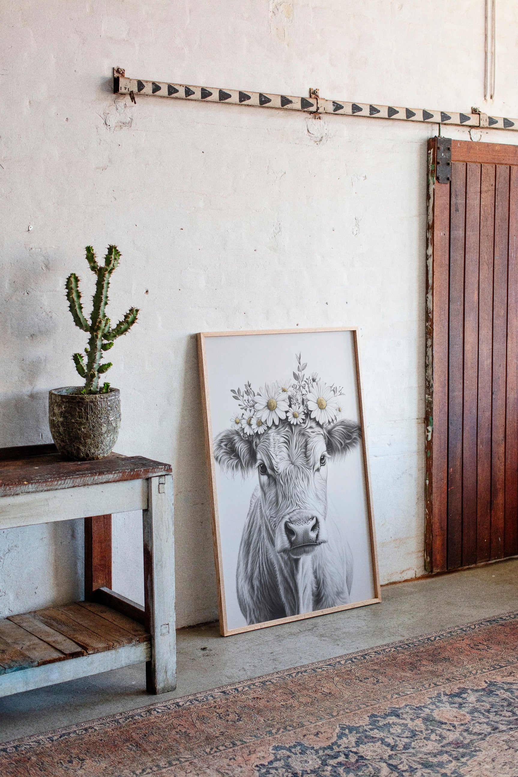 Rustic Daisy Cow