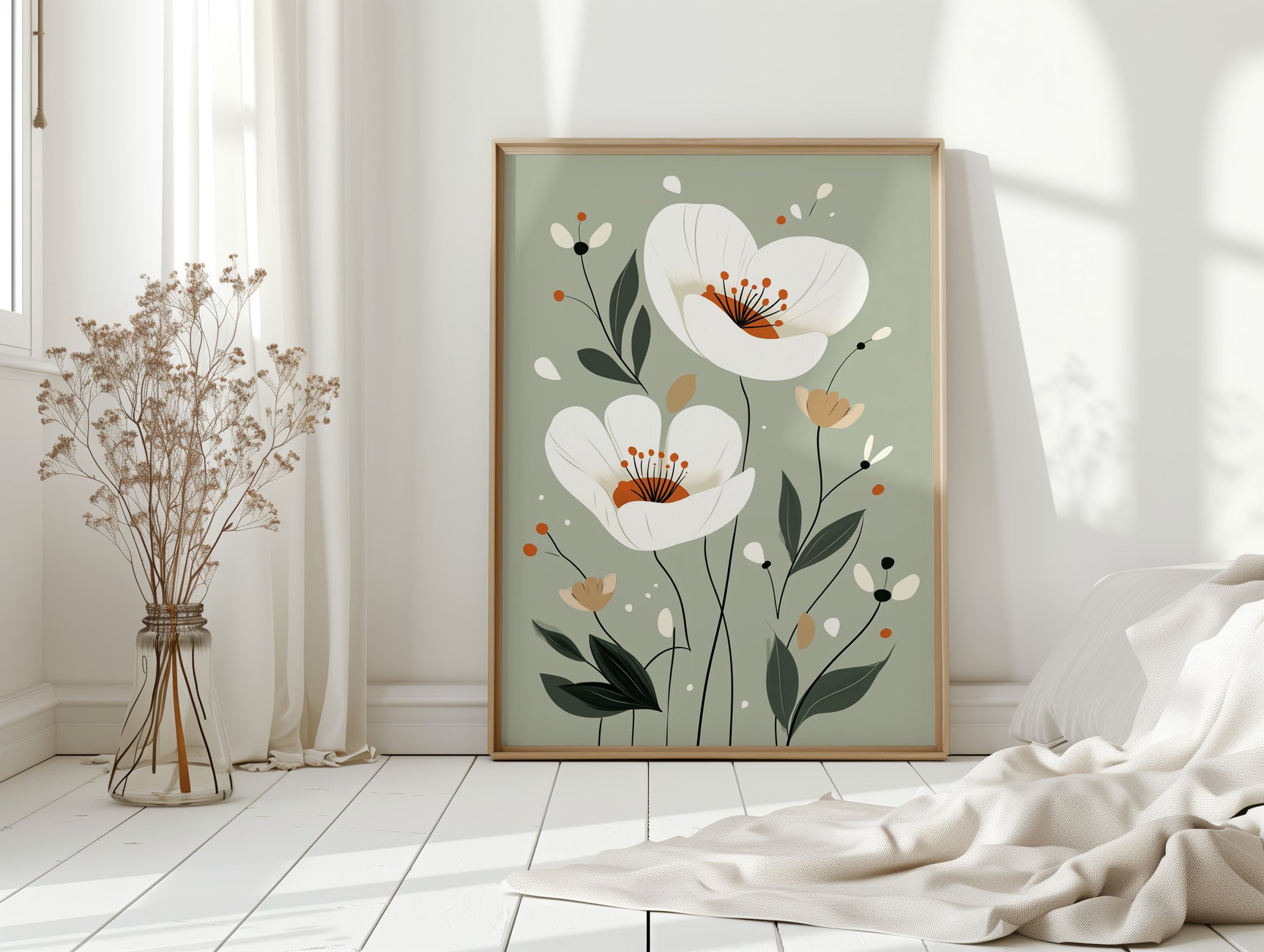 Tranquil Blossoms - Minimalist Floral Art