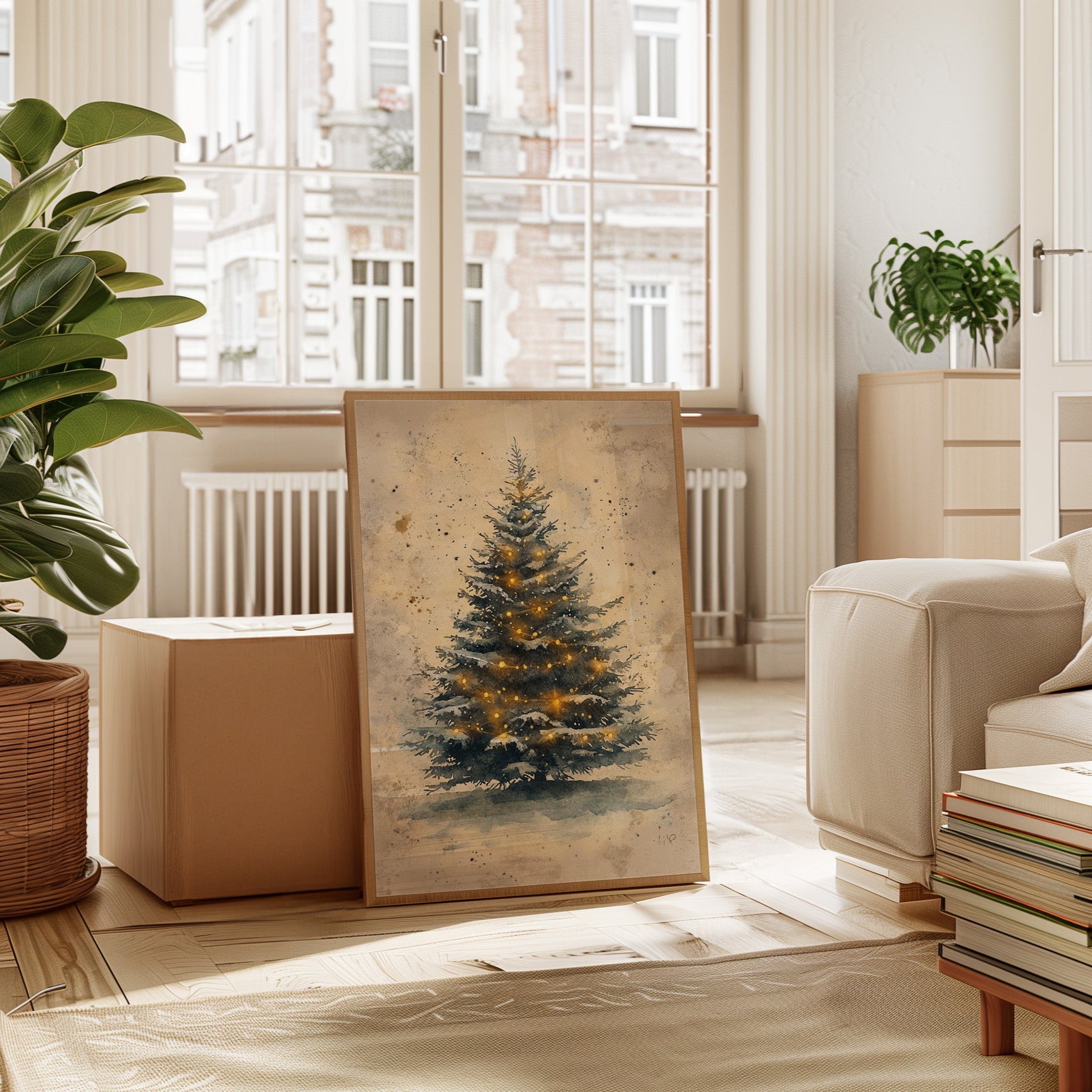 Illuminated Pines in Winter's Embrace