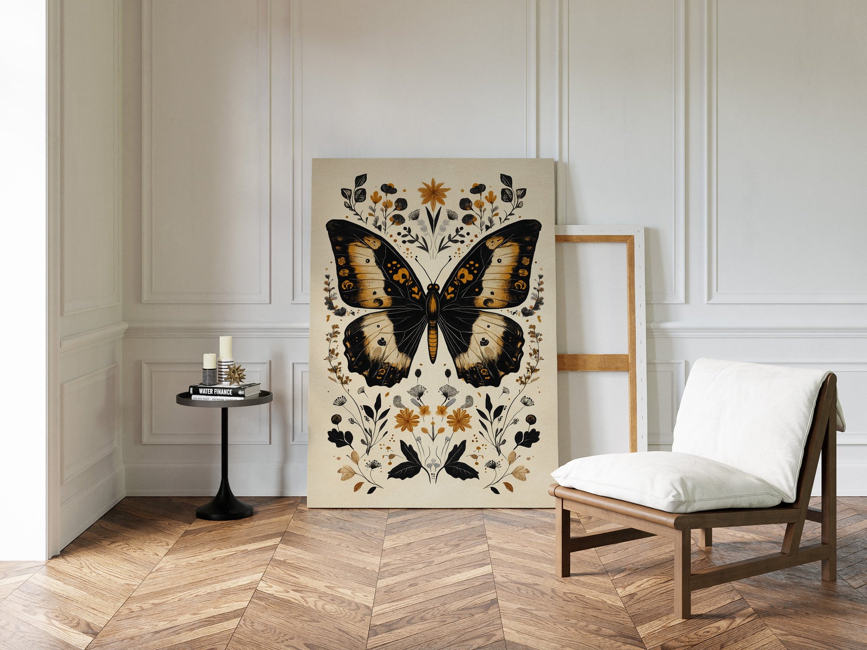 Gilded Monarch - Vintage Butterfly & Floral Art