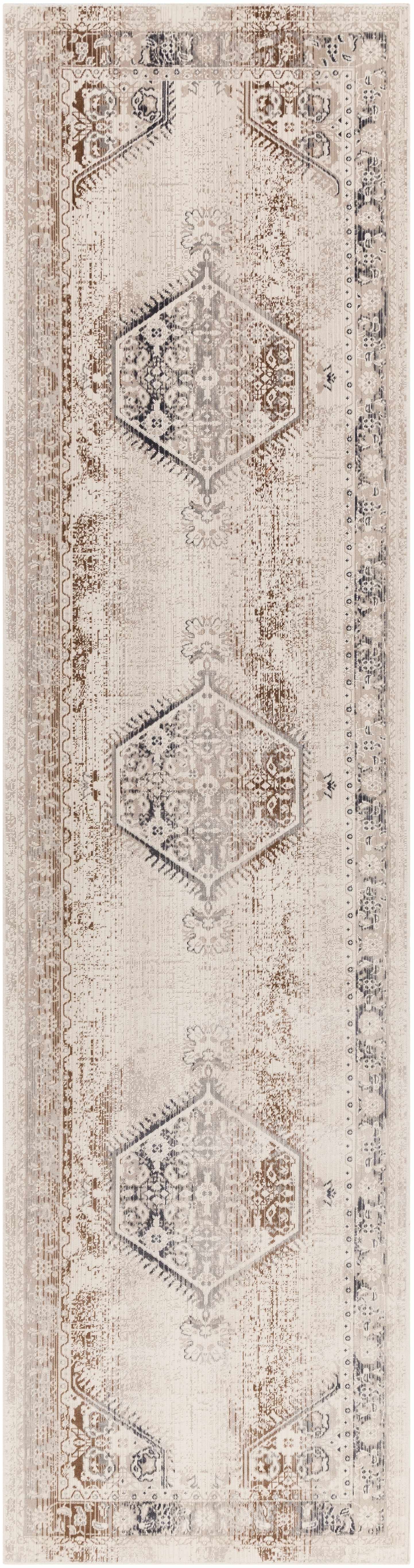 Hainesville White Medallion 10' Runner Rug - Clearance