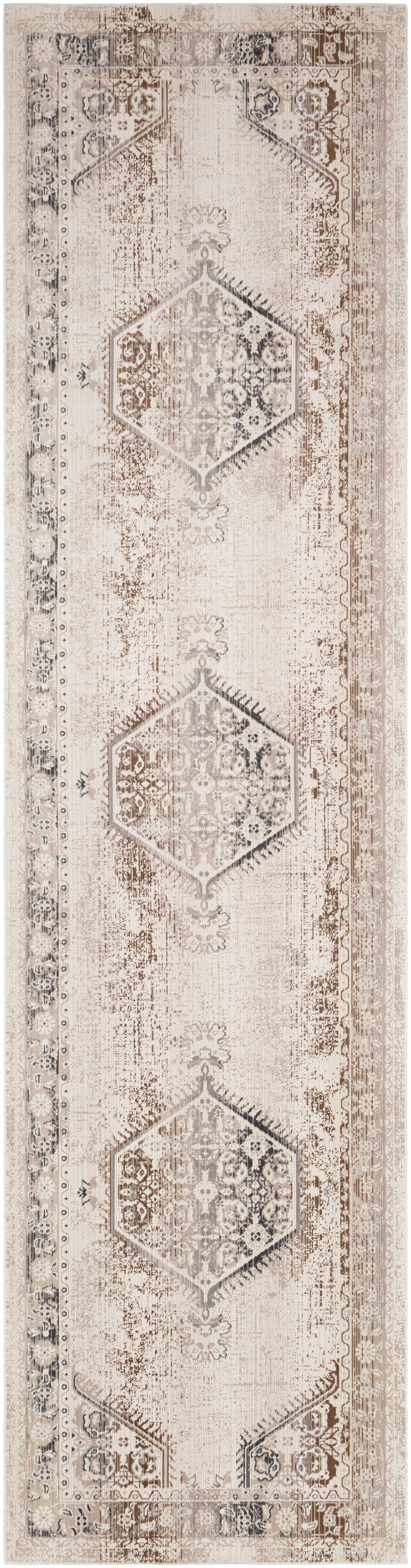 Hainesville White Medallion 10' Runner Rug - Clearance