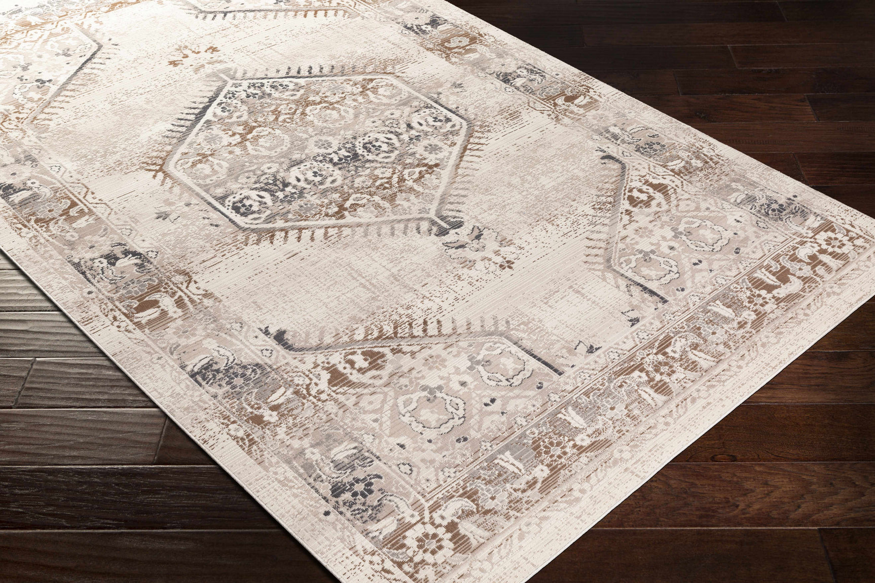 Hainesville White Medallion 10' Runner Rug - Clearance