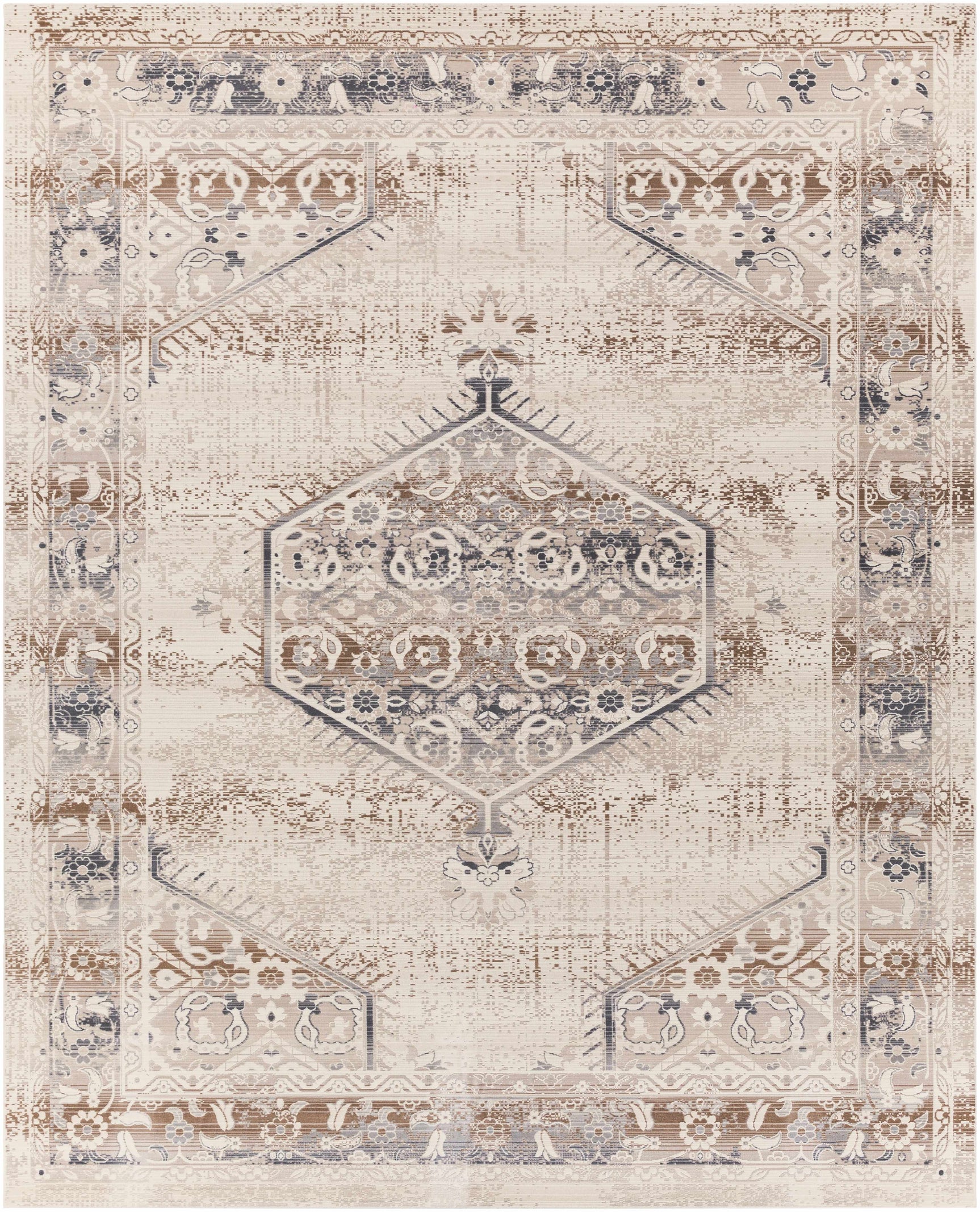 Hainesville White Medallion 10' Runner Rug - Clearance