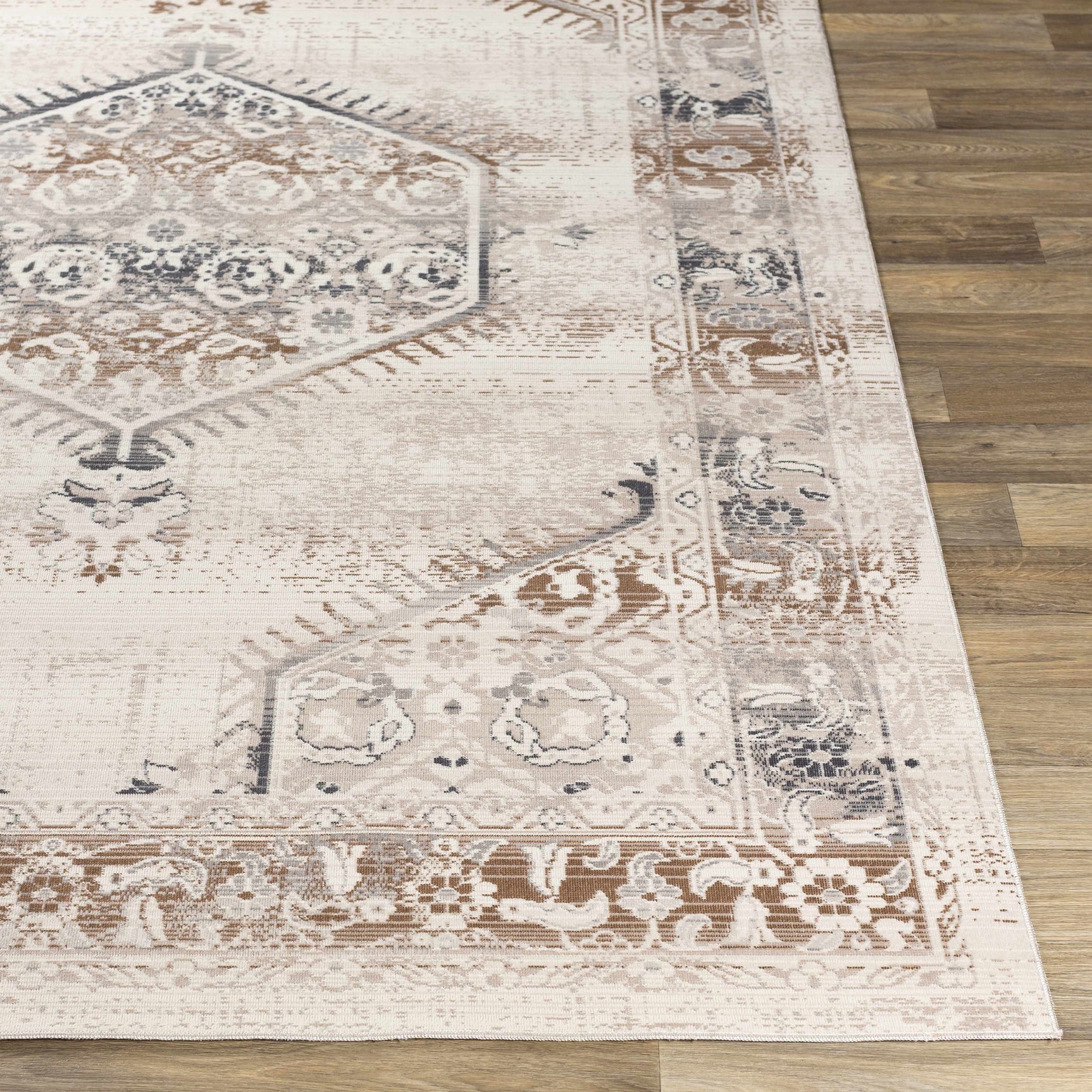 Hainesville White Medallion 10' Runner Rug - Clearance