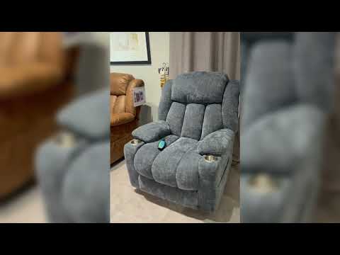 Omarion Blue Power Recliner w/ Lift, Heating & Massage