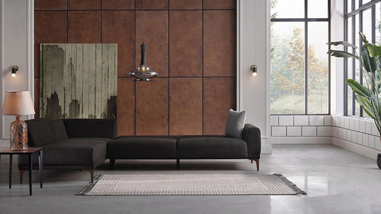 Seul Corte Anthracite LAF Chaise Sleeper Sectional Sofa