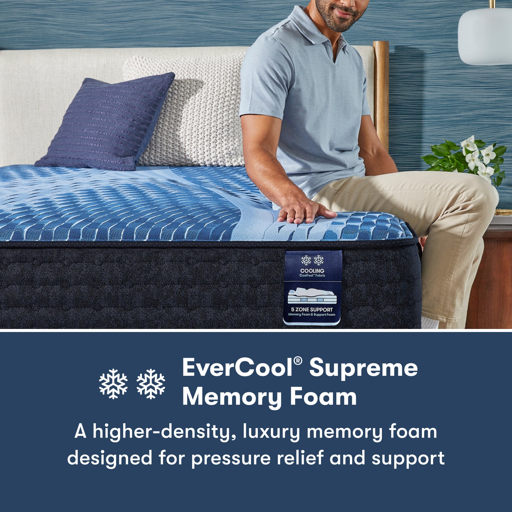 iComfort Aspire 14" Light Blue/Multicolor Memory Foam Full Medium Mattress - Ornate Home