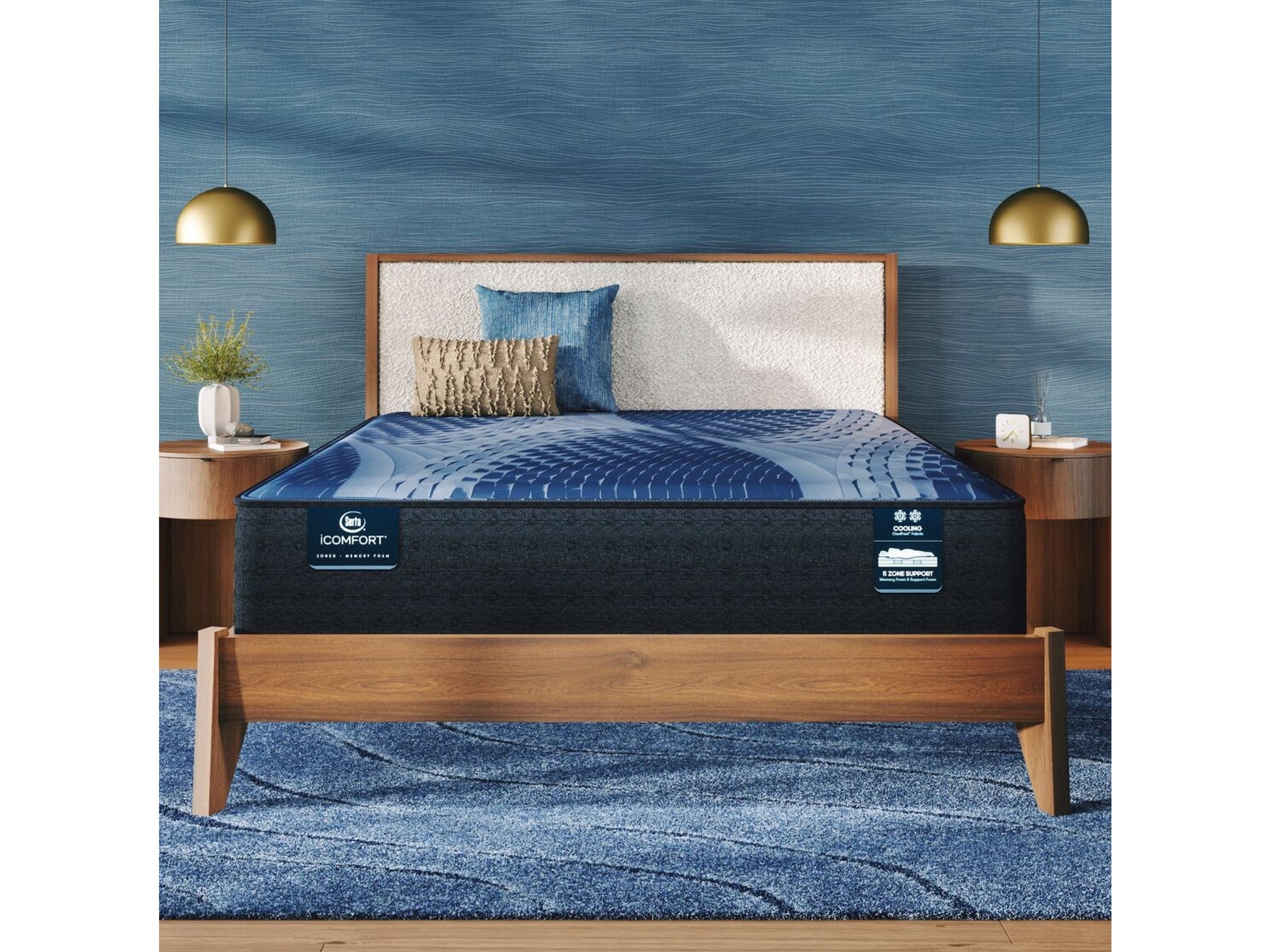 iComfort Aspire 14" Light Blue/Multicolor Memory Foam Full Plush Mattress - Ornate Home