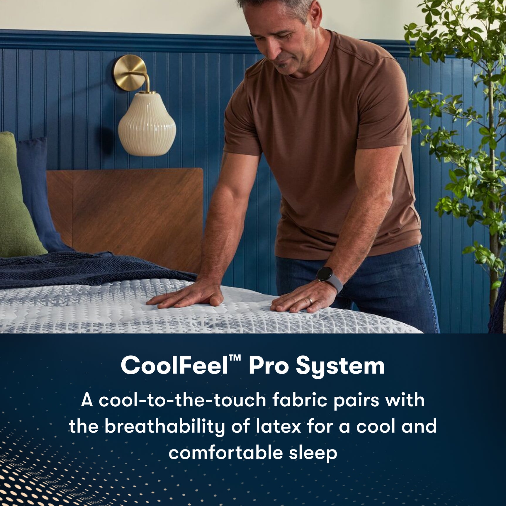 iComfortPro Dartmouth 15" Dark Blue/White Latex Foam California King Plush Pillow Top Mattress - Ornate Home