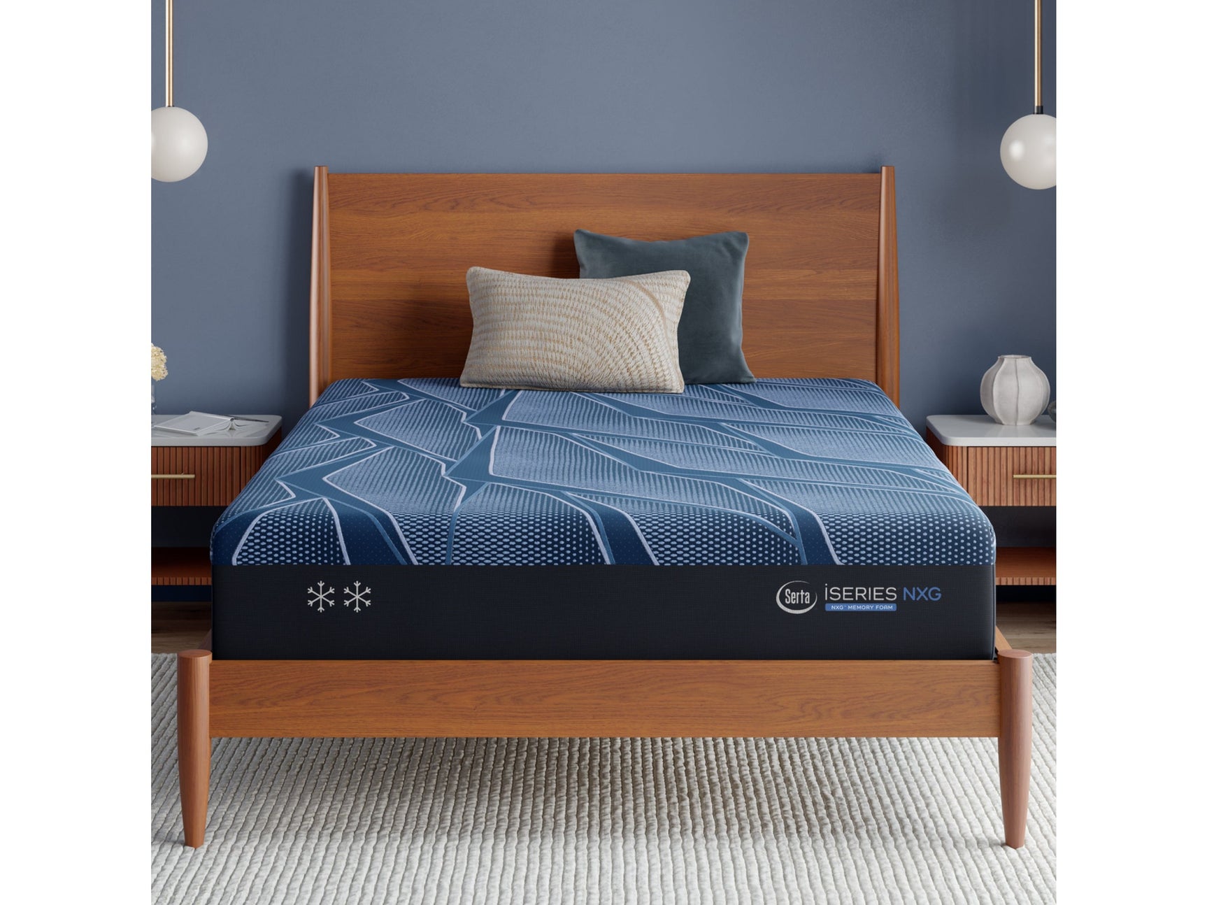 iSeries NXG 1500 Luxury Firm 12" Dark Blue Memory Foam Queen Firm Mattress - Ornate Home