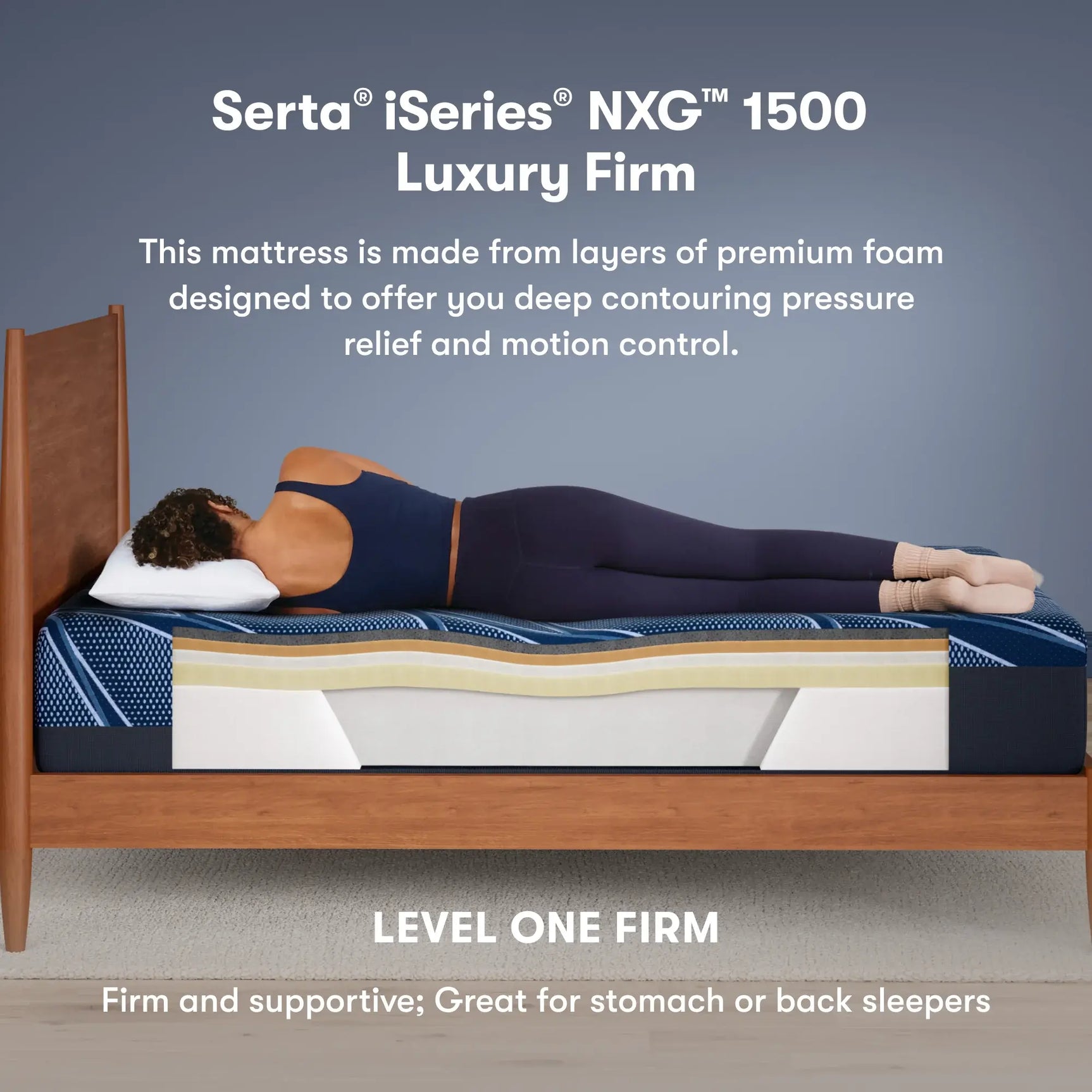 iSeries NXG 1500 Luxury Firm 12" Dark Blue Memory Foam Twin XL Firm Mattress - Ornate Home