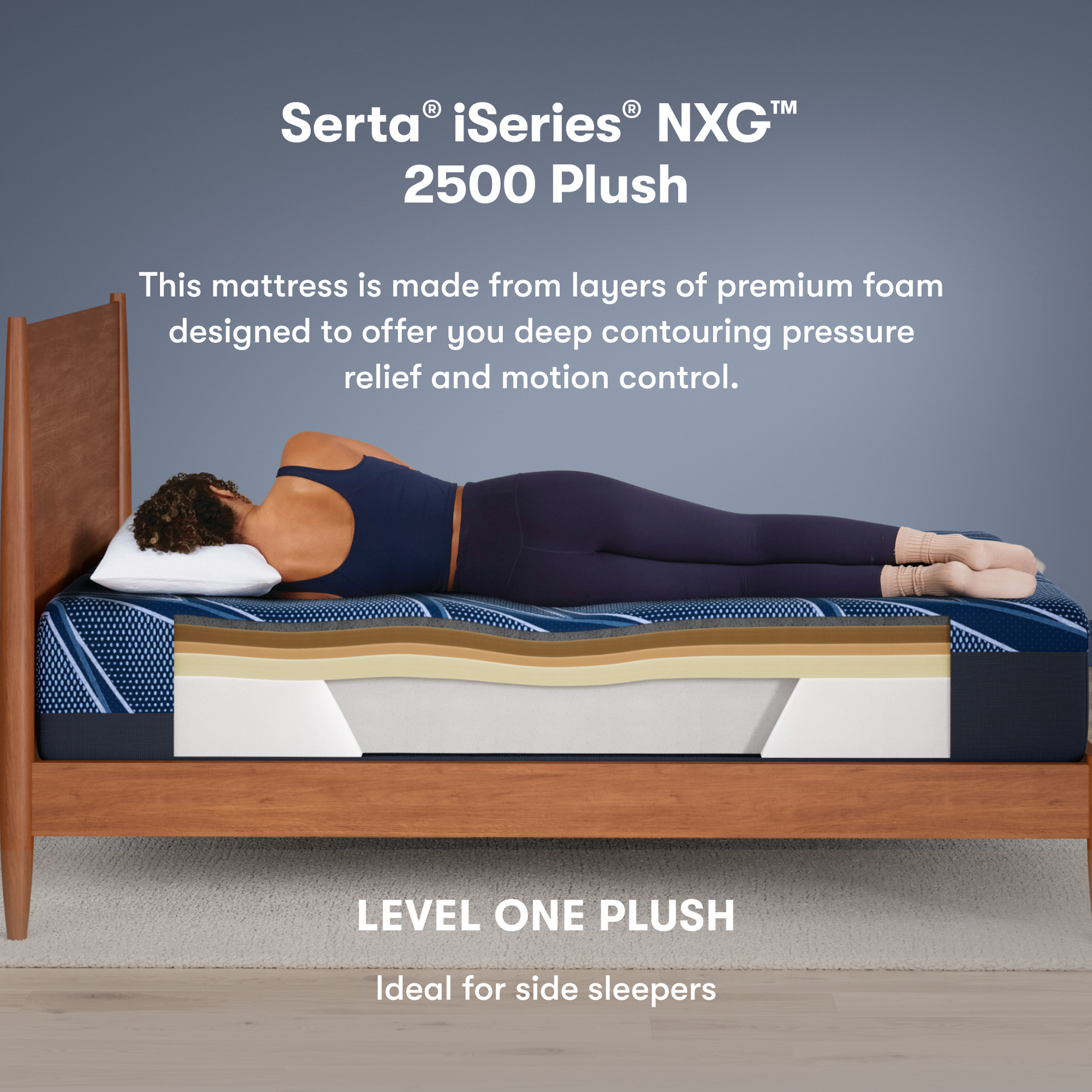 iSeries NXG 2500 Plush 12.5" Dark Blue Memory Foam Full Plush Mattress - Ornate Home