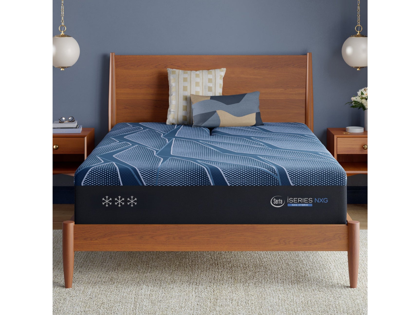iSeries NXG 4500 Hybrid Plush 13.5" Dark Blue Hybrid California King Plush Mattress - Ornate Home