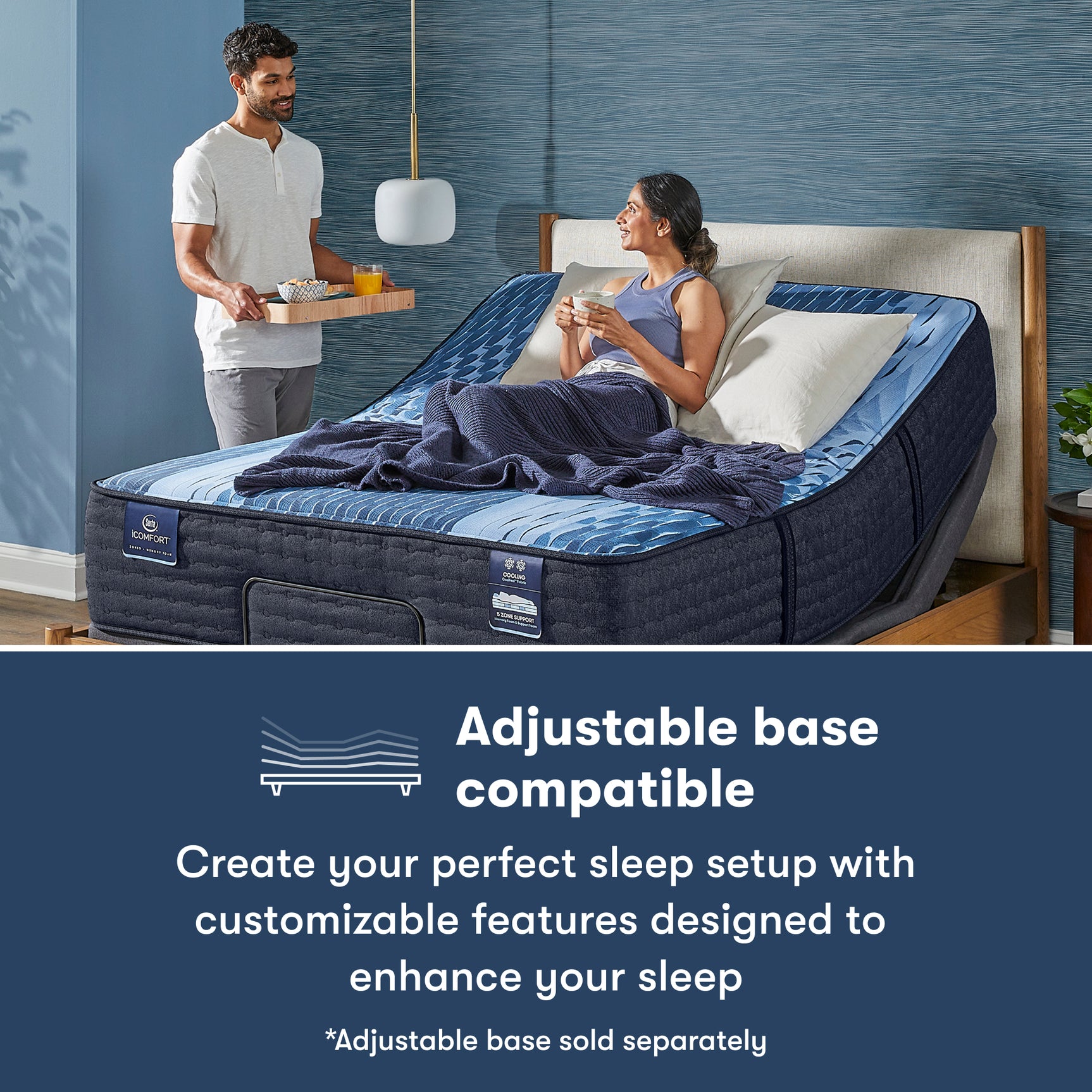 iComfort Aveda 12" Light Blue/Multicolor Memory Foam California King Medium Mattress