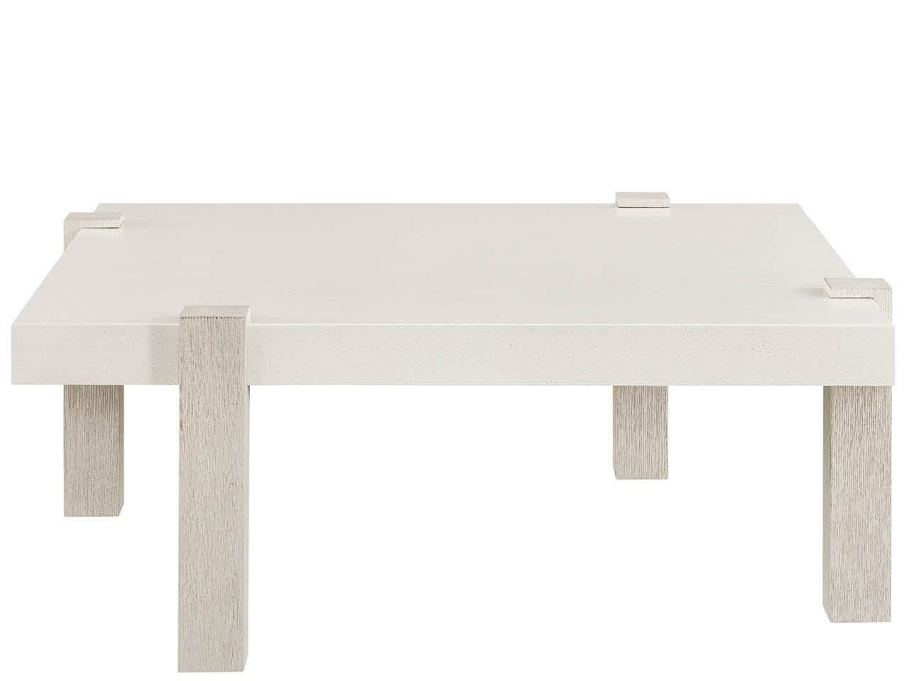 Modern White/Mist 44" Wide Quartz Top Light Oak Base Square Cocktail Table