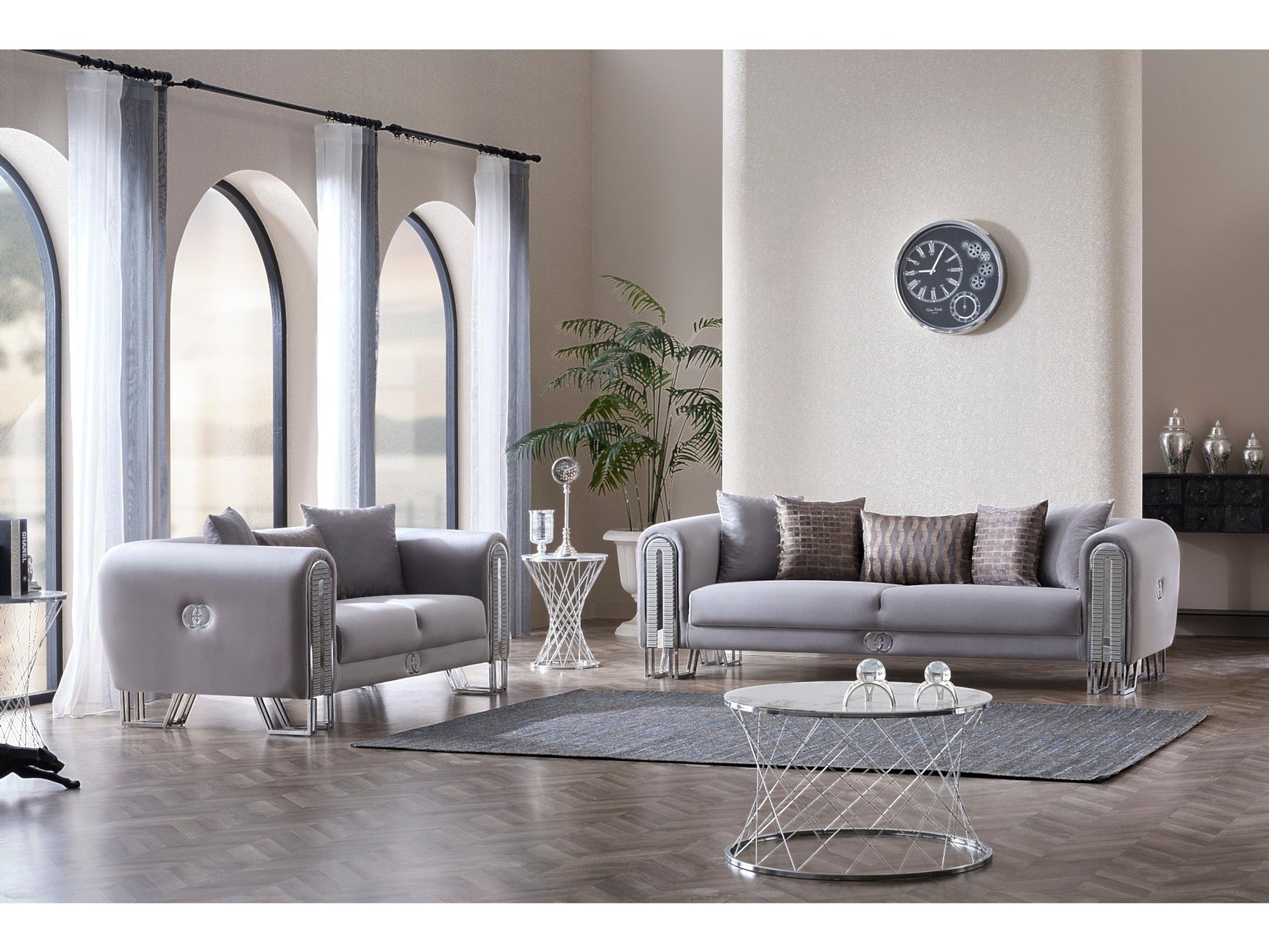 Kapadokya Grey Stationary Loveseat