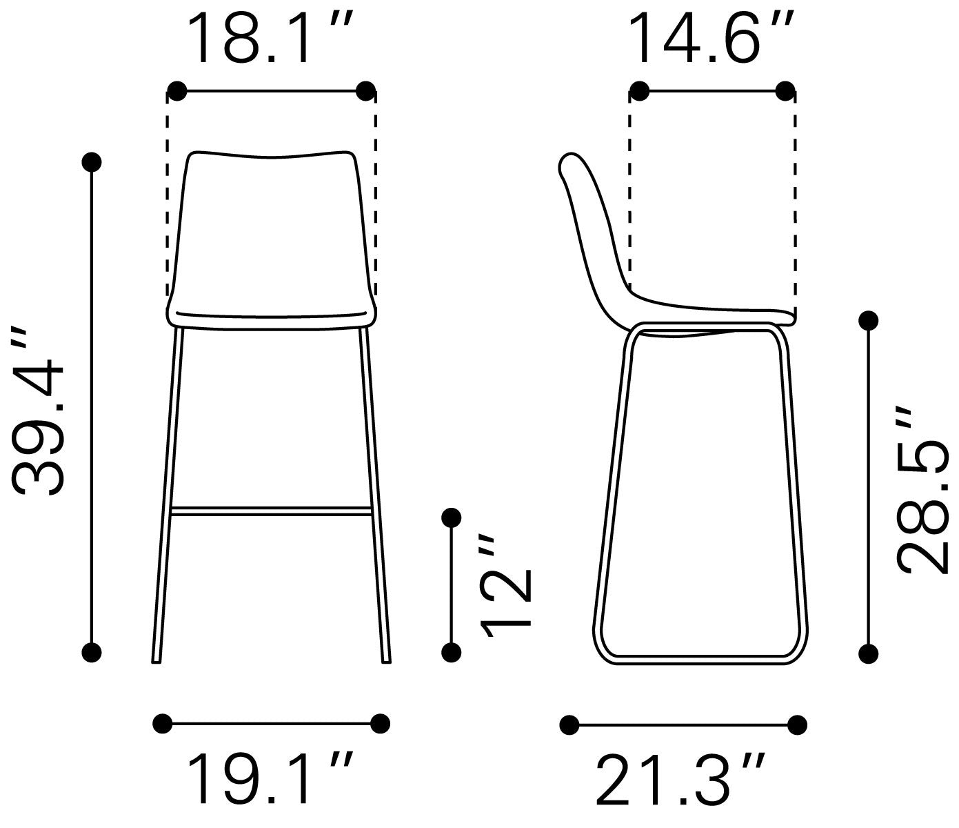 Smart Charcoal Barstool (Set of 2)